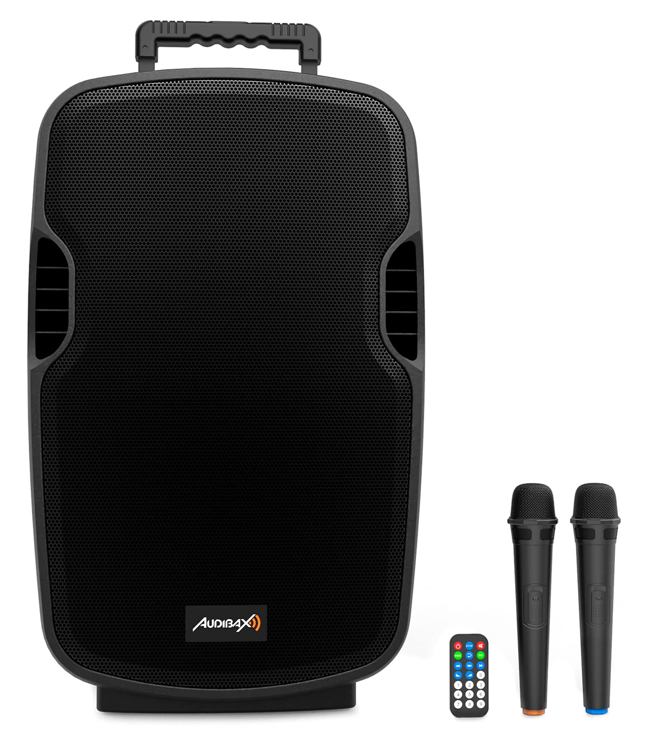 Audibax Denver Altoparlante Combo Port 15 VHF. Cassa Bluetooth - Trolley System, Caricatore per Batteria + Cavo 12 V. 2 Microfoni Wireless, Nero. Misure: 485 x 445 x 740 ml