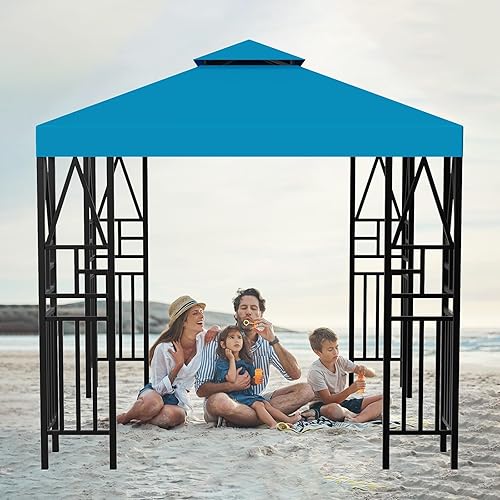 Miniatura 7 de Toldo de repuesto para glorieta de 118 x 118 pulgadas, refugio para toldo de doble nivel superior más pequeño de 10 x 10 pies
