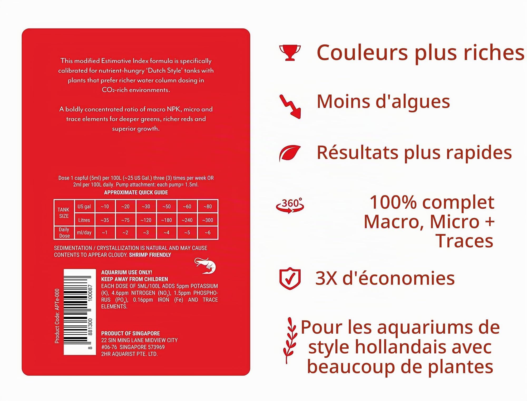 2Hr Aquarist Engrais liquide aquarium all in one APT E/Estimative Index in a bottle (1000ml)
