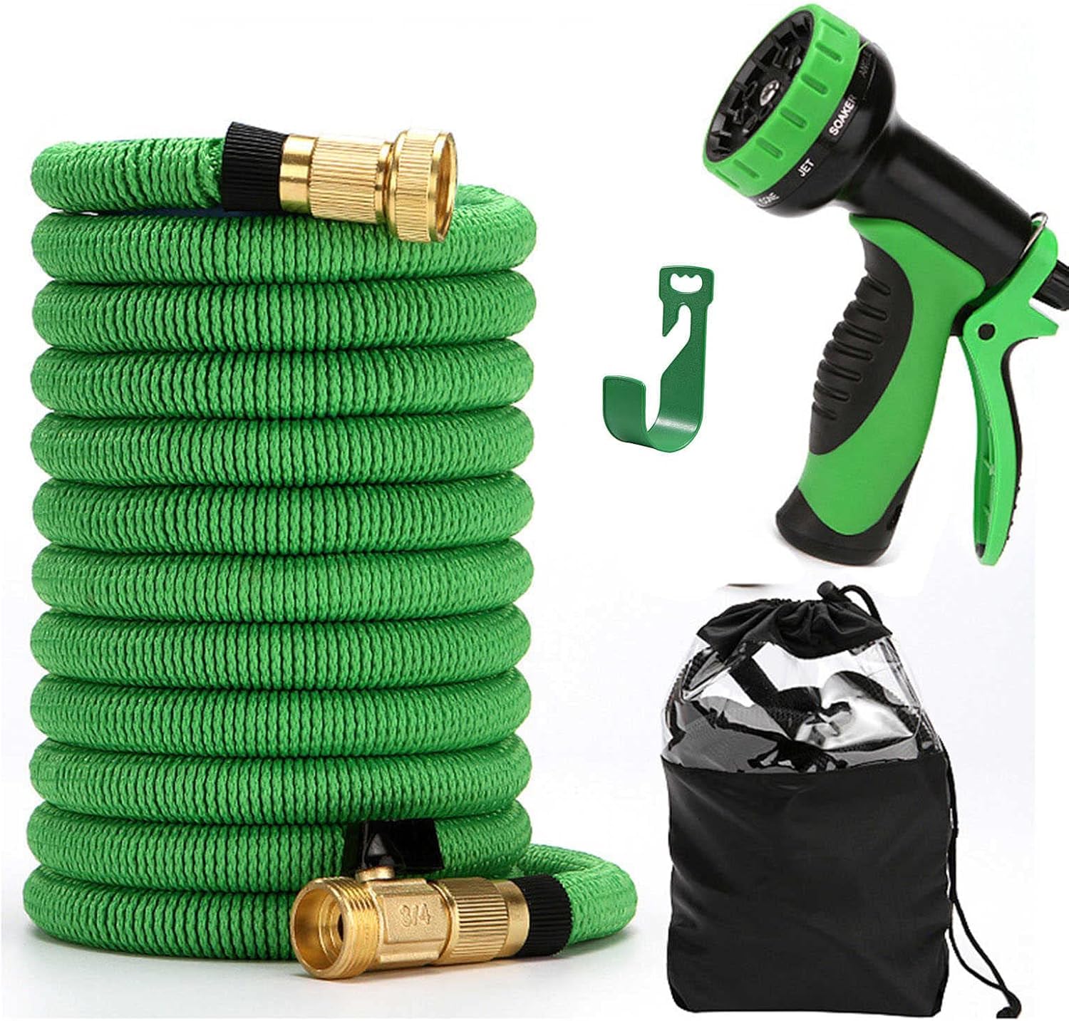 Tubo da giardino espandibile da 200 a 90 m, leggero e resistente, con raccordi in ottone massiccio per un'irrigazione e un lavaggio efficaci