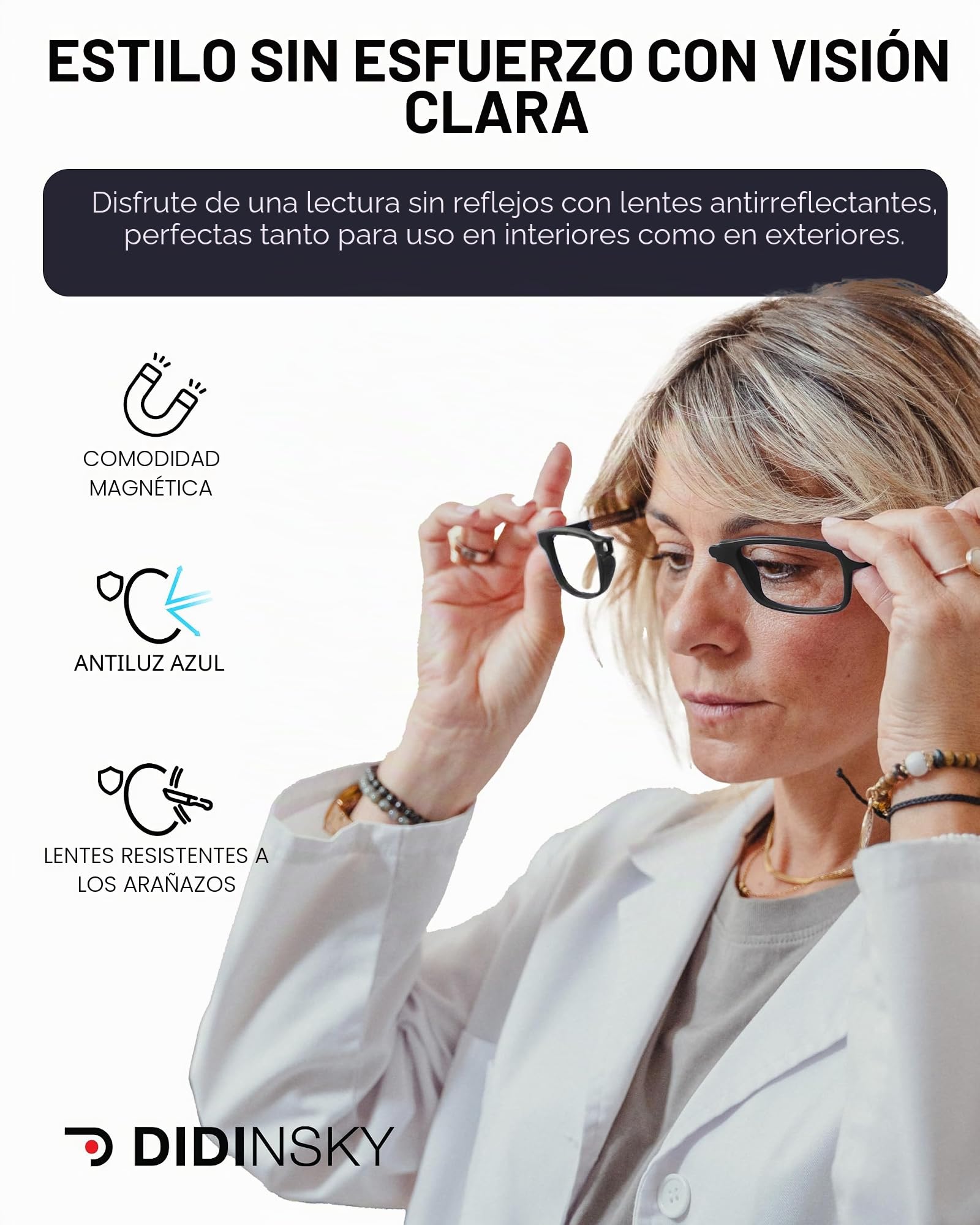 DIDINSKY Krik Gafas de Lectura Magnéticas, Filtro Luz Azul
