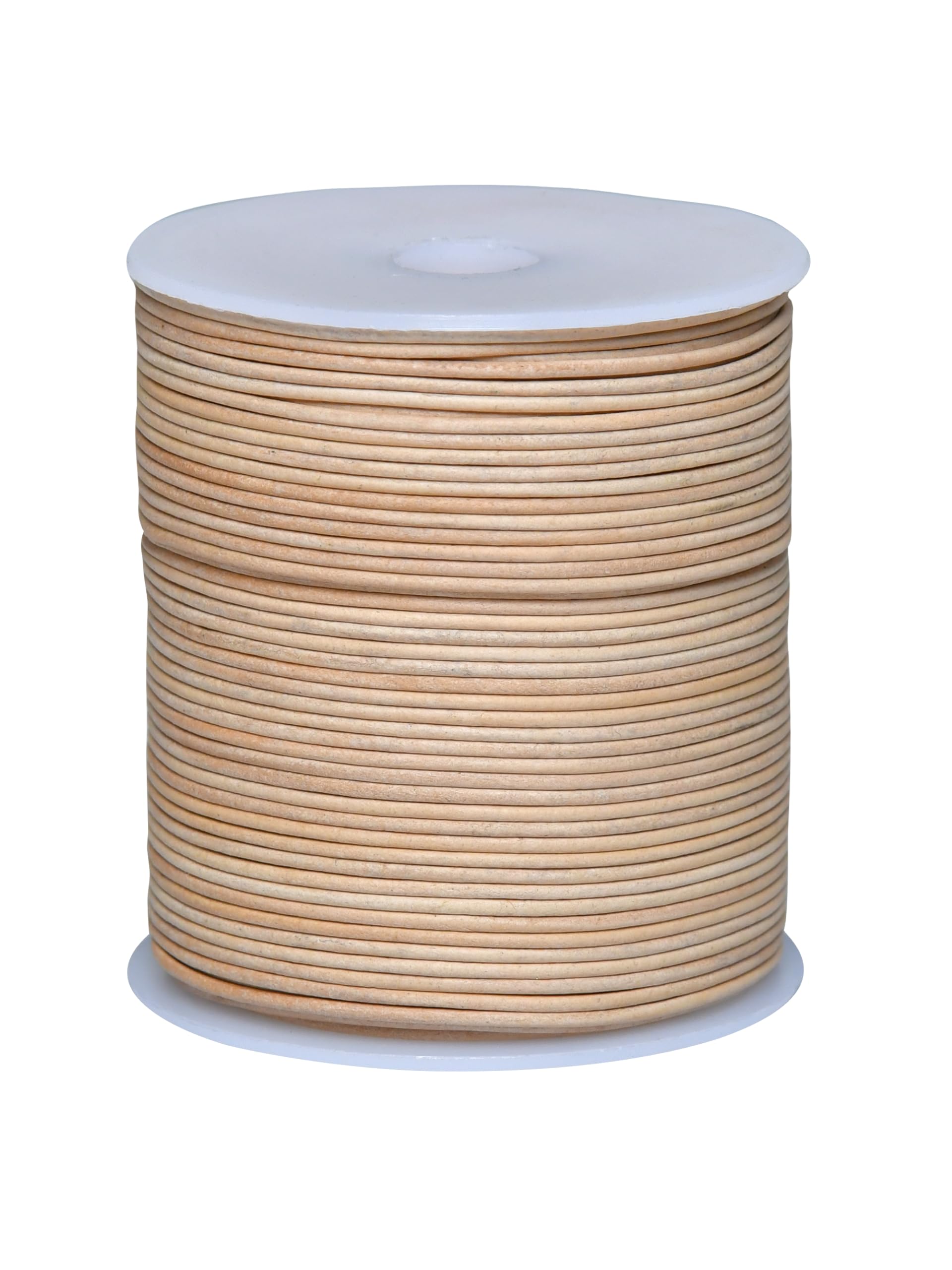 Cords Essentials Round Genuine Leather String Cord, Rope for Jewelry Making, Necklaces, Bracelets, Kumihimo Braiding, Wraps, Crafts and Hobby Projects (Distressed Natural, 1.5 MM)