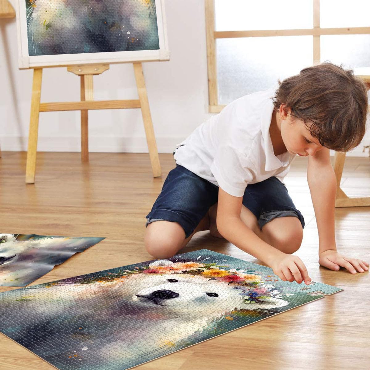 Puzzles Adultes 2000 pièces Ours Polaire Bébé Maison Jeux éducatifs Jouets DIY Décoration intérieure Unique et Cadeaux 27,56 po x 39,37 po Adolescents de 14 Ans et Plus