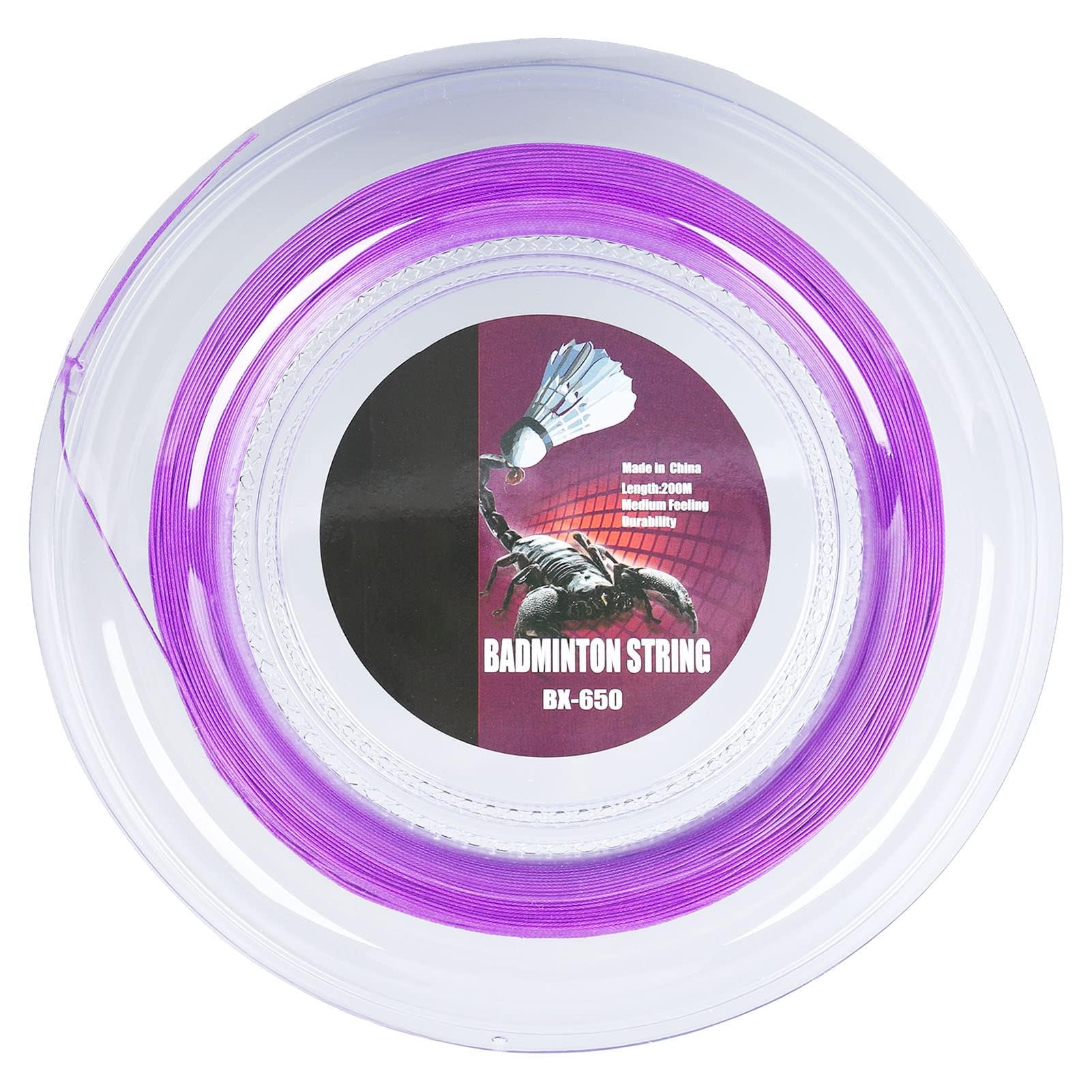 equlup Badminton Racket String, 0.72mm/0.028in String Diameter 200m/656.2ft String Length Racquet Replacement Lines Thread Wire High Elastic (Purple)