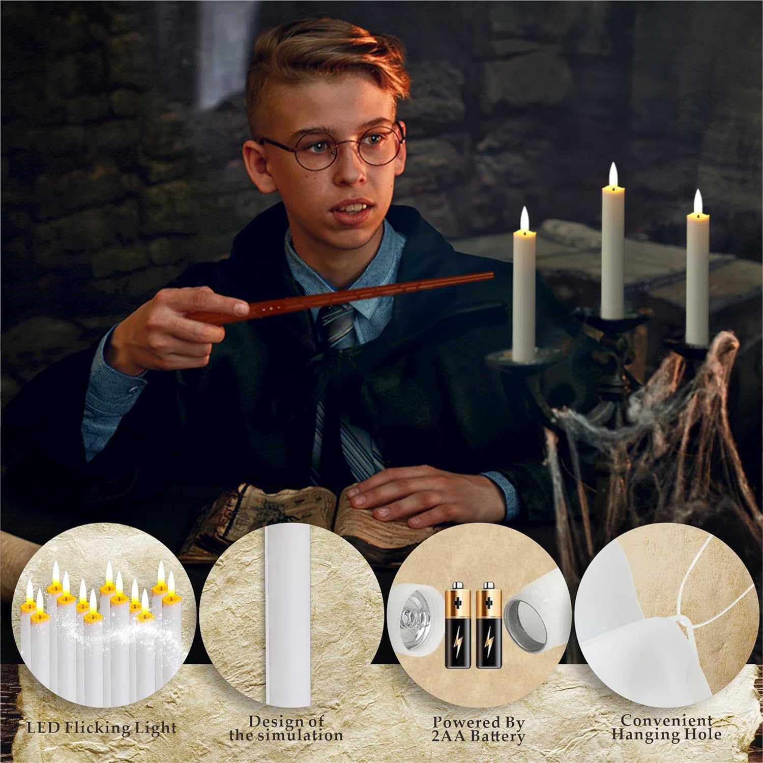 20 Candele Galleggianti A LED Con Timer – Luci Senza Fiamma Tremolanti, Impermeabili, Per Decorazioni Harry Potter, Matrimoni, Halloween E Natale - 3