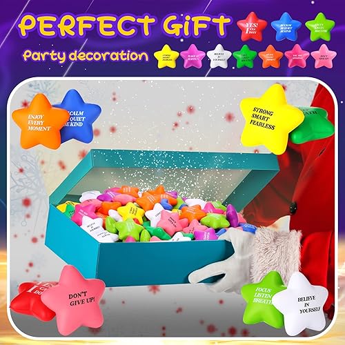 Miniatura 4 de Jerify 120 bolas de estrellas para el estrés con citas motivacionales para aliviar el estrés, juguete inspirador para el estrés, regalo a granel