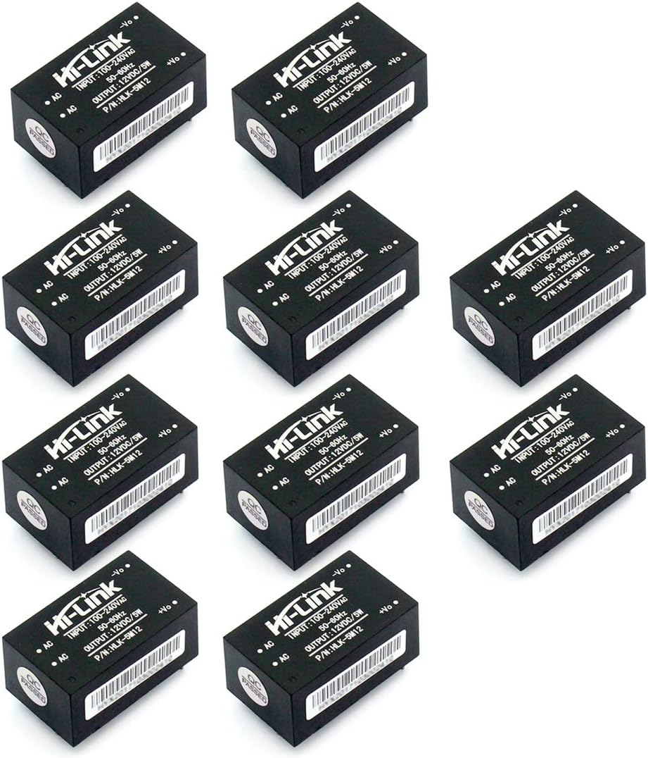 10pcs Mini Step-Down Power Supply Intelligent Household Switch Power Module HLK-PM01 HLK-5M05 10M05 HLK-2M05 AC DC 220V to 5V/3.3V/12V (HLK-5M12 12V 5W)