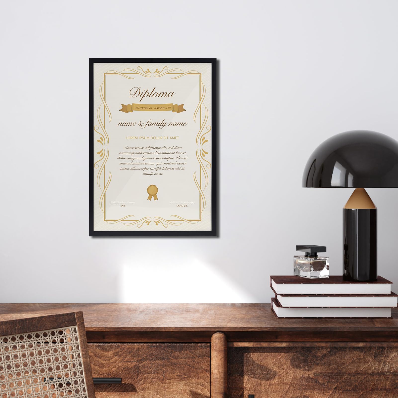 Tradineur - Cornice per diploma - Cornice per foto, documenti, certificati, premi da appendere a parete, formato A3, 42 x 29,7 cm, colore: Bianco