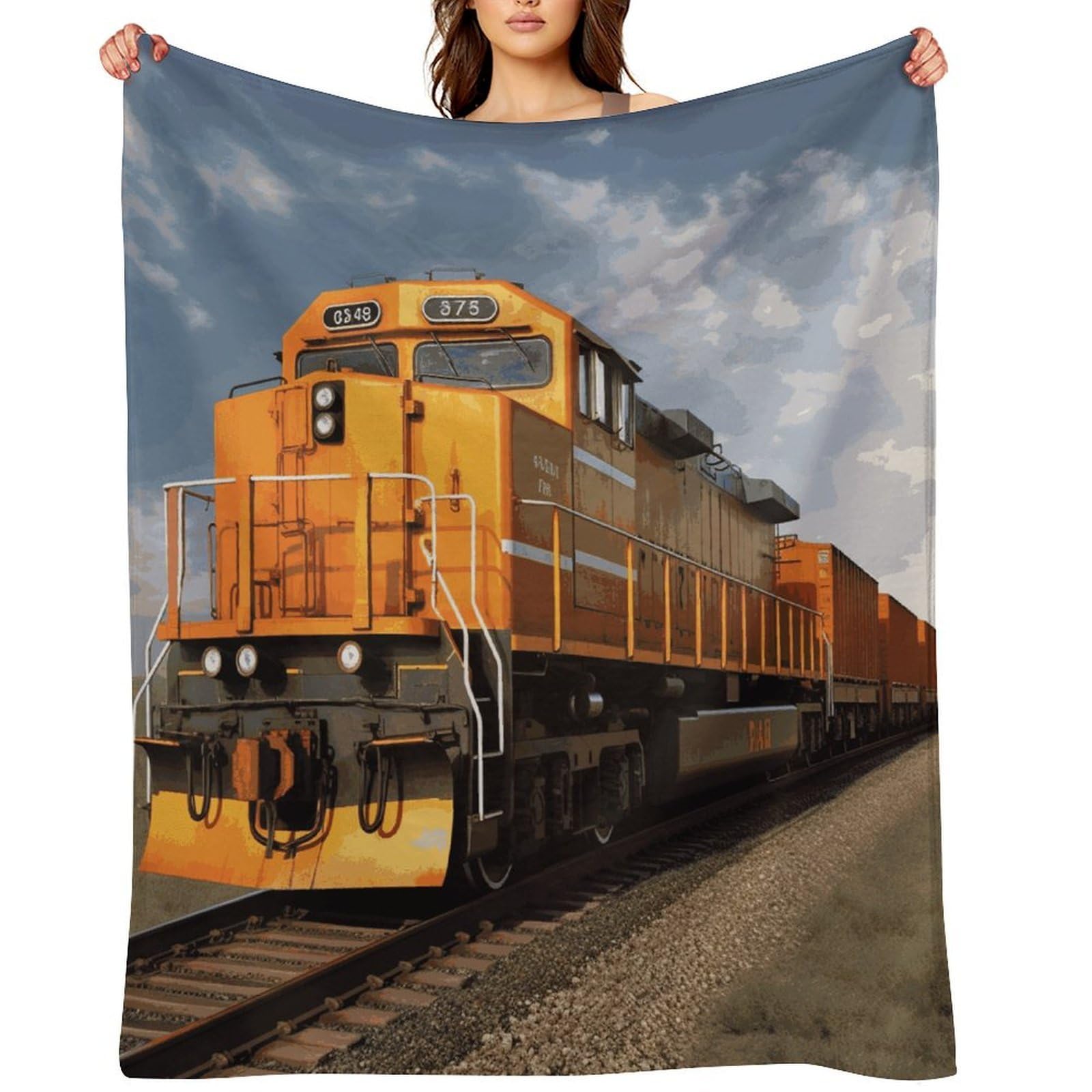 Fekiloot Style Freight Train Throw Blankets Camping Blanket60 X80