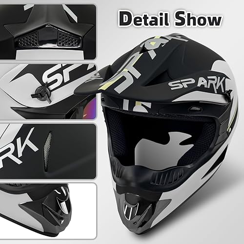 Miniatura 5 de Cascos de motocross para jóvenes, aprobados por el DOT, para niños, ATV, todoterreno, cuatro ruedas, cascos de motocicleta BMX (guantes de