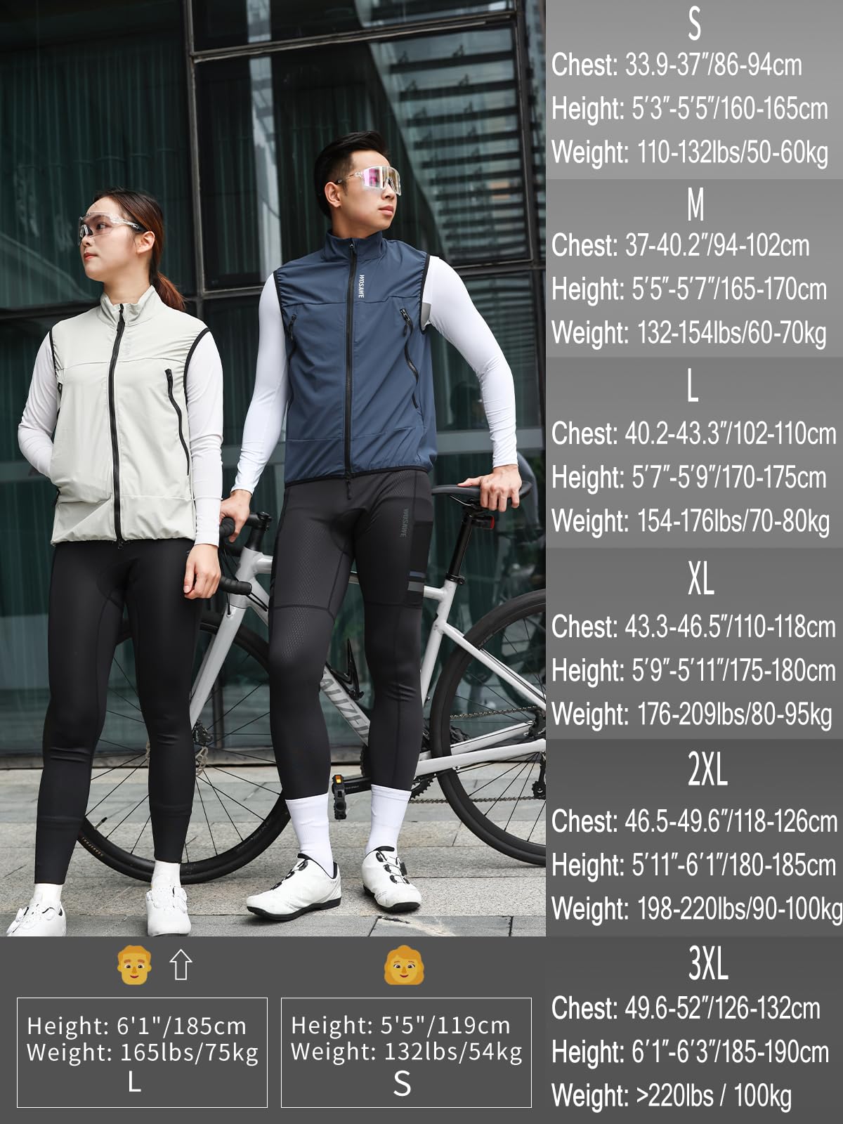WOSAWE Veste sans Manches Vélo, Respirant VTT Haut Ultra-Léger Coupe-Vent Gilet de Cyclisme pour Homme Femme