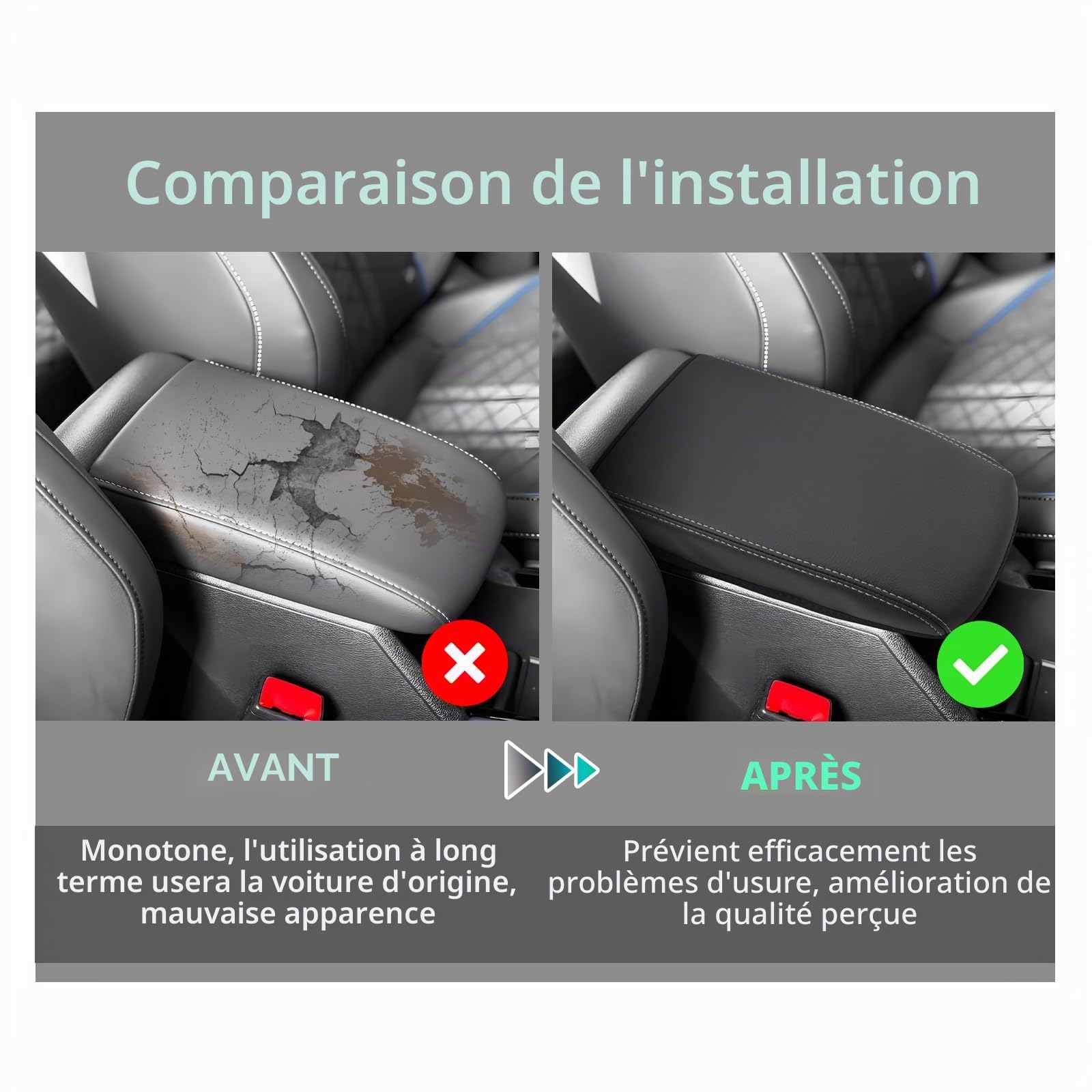 GAFAT Compatible avec VW T-Roc 2026 2027 Housses d’Accoudoir, Console Centrale Protection pour T ROC II 2 Life Style R-Line Accessoires, en Cuir Synthétique Microfibre, Anti-rayures, OEM d'Origine