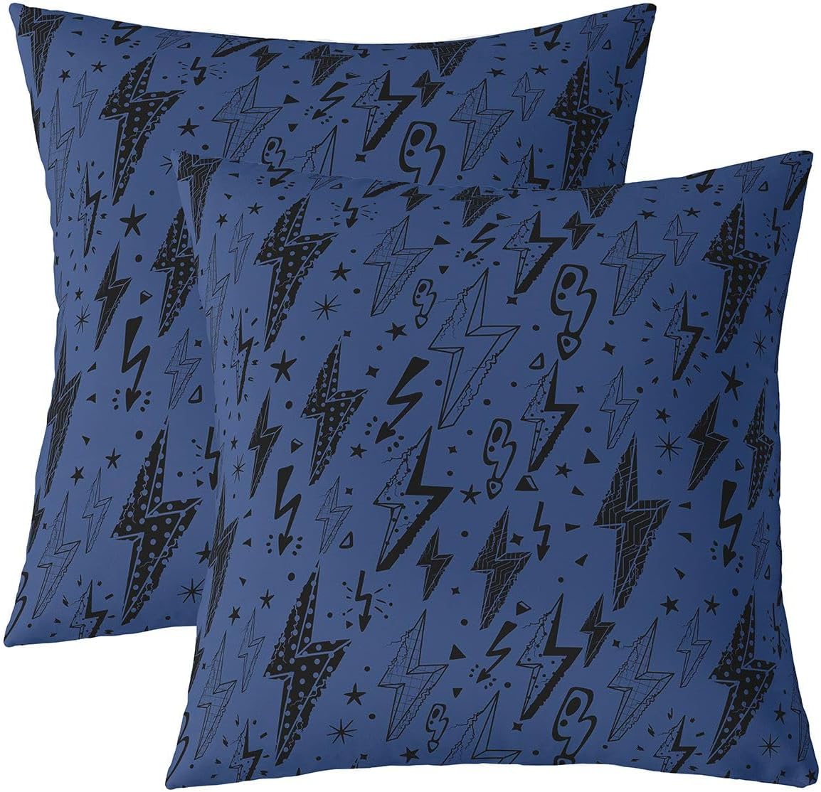 Castle Fairy Black Lightning Throw Pillow Covers (Pack of 4),Gaming Cushion Cover for Kids Girls Teens Cartoon Natural Warning Pillow Cases Modern Cool Living Room Sofa Bed Decor,18" Lx18 W image 3