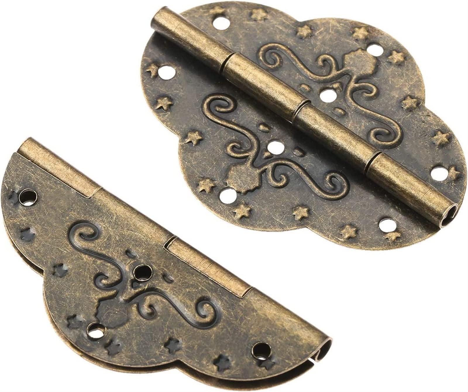 Zawiasy do drzwi w stylu retro, zawiasy składane samoblokujące, zawiasy czołowe, okucia do zawiasów do drzwi, zawiasy do drzwi 10 szt. 69x53mm zawiasy do szafek z antycznego brązu na biżuterię drewnia