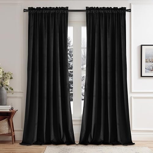 Miniatura 241 de Cortinas de terciopelo JIUZHEN, cortinas opacas suaves de terciopelo retro para dormitorio, cortinas elegantes con reducción de ruido y Rosa