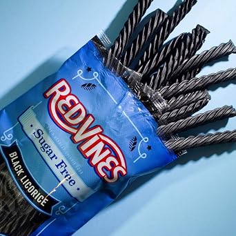 Red Vines Sugar Free Black Licorice, Soft & Chewy Candy Twists, 5oz Bags (12 Pack)