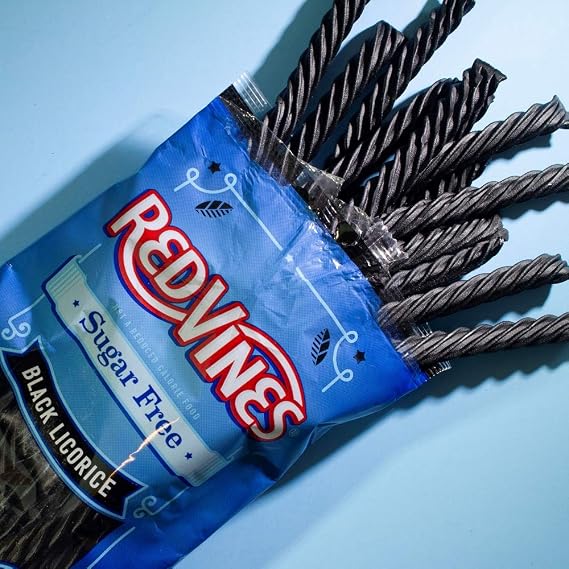 Red Vines Sugar Free Black Licorice, Soft & Chewy Candy Twists, 5oz Bags (12 Pack)