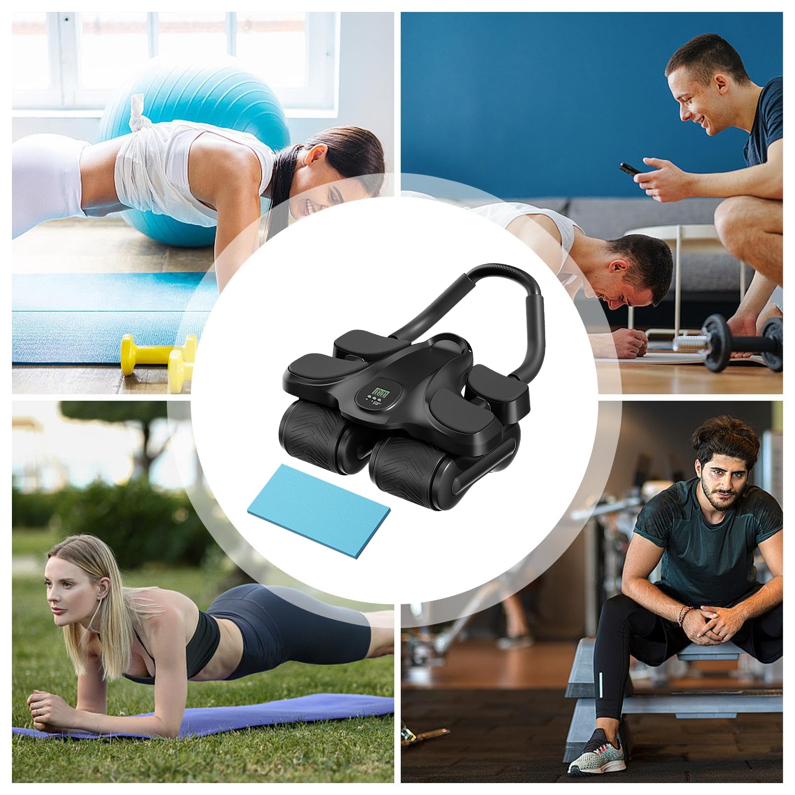 Ab Roller, nakolannik, sprzęt treningowy do treningu podstawowego, maszyna rolkowa do ćwiczeń, budująca siłę mięśni, regulowany opór, sprzęt fitness do domu, siłowni, biura, dla mężczyzn i kobiet