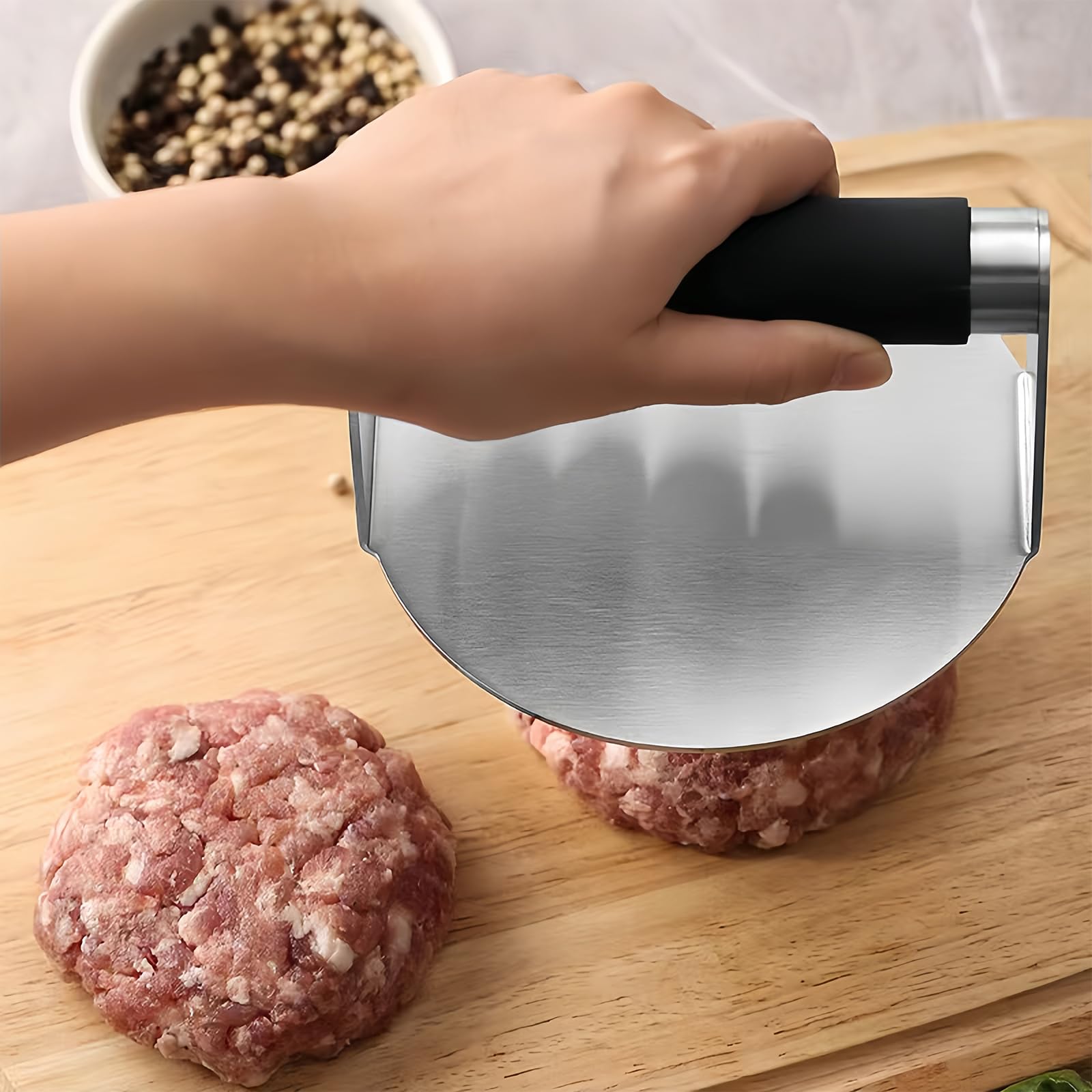 Smash Burger Pressa 5,5'', Professionale Forma Rotonda Pressa in Acciaio Inox 304 Inossidabile per Hamburger, Biscotti & Polpette BBQ Ergonomico, Facile Pulire & Multiuso, Cucina Creativa
