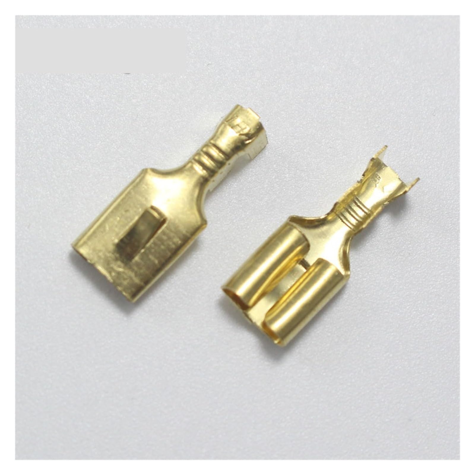 QMKADFQXF 50pcs Copper 6.3 Crimp Terminal 6.3mm Uninsulated Spring Connector Female Cold Terminal