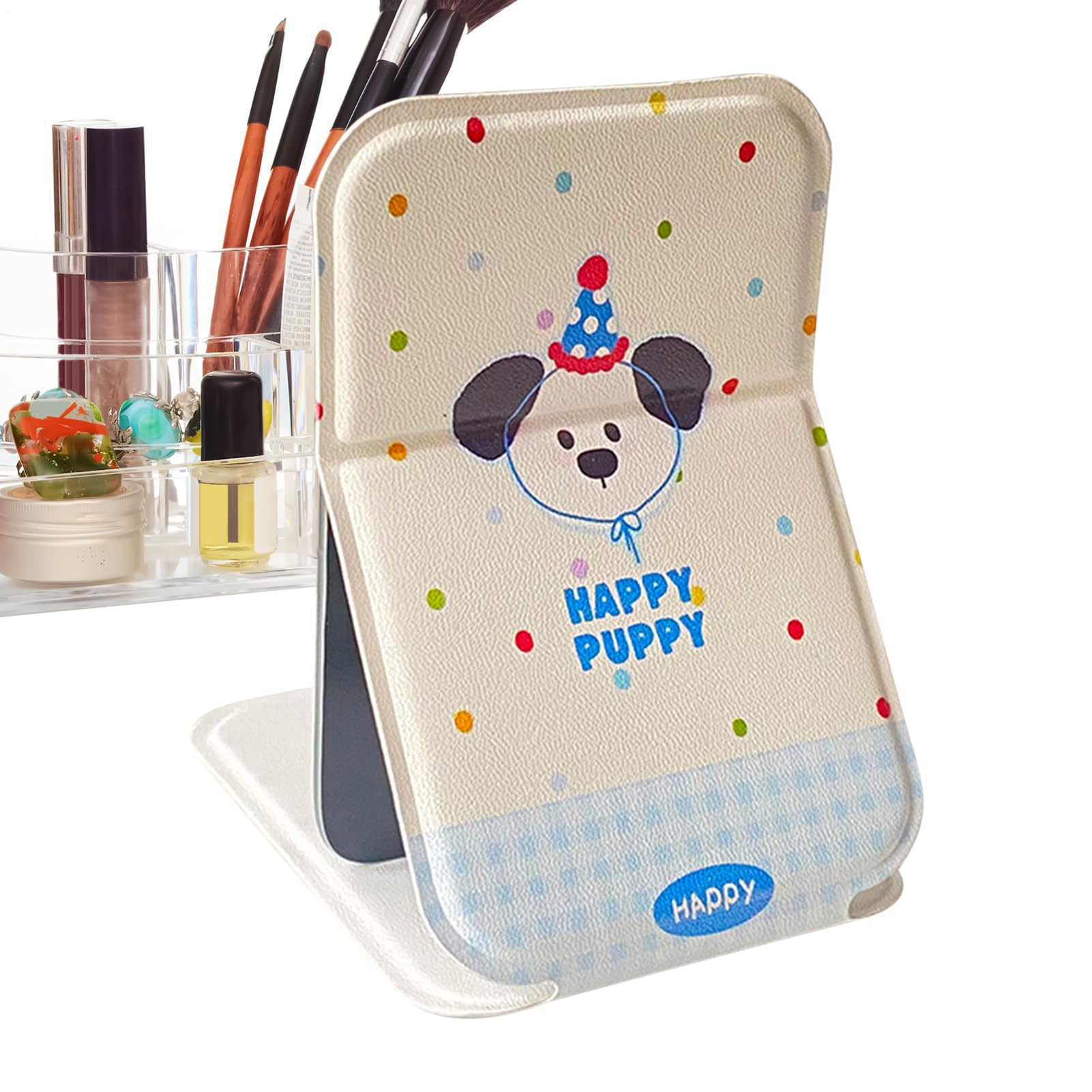 Table Mirror with Lighting - Compact Mirror with Magnification Foldable Portable for Travel - Beauty Accessories for Makeup Bathroom Bedroom Backpack Suitcase Airplane Car