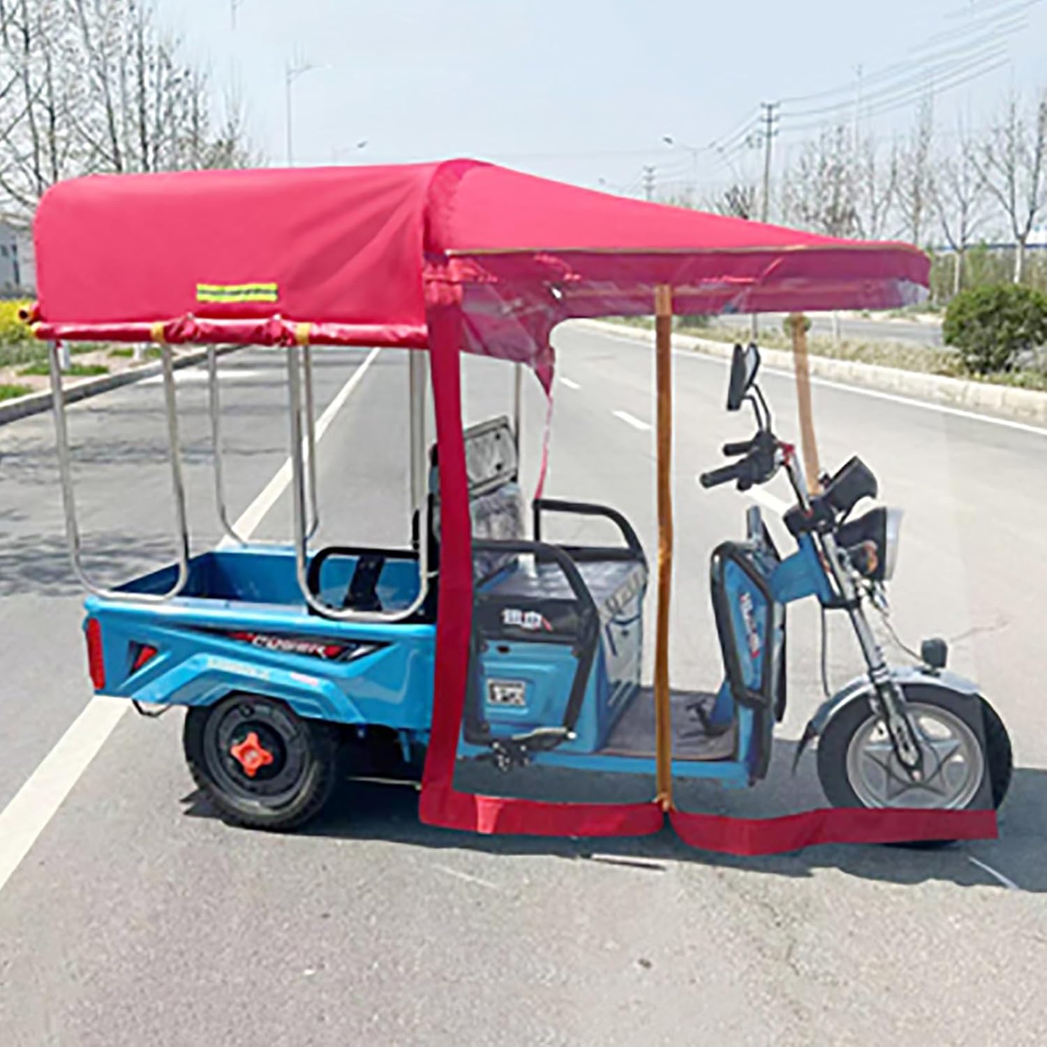 Heavy Duty Electric Tricycle Cover – Premium Quality SANBENGZI Awning Cover, Ideal for Carrying Cargo Electric Powered Tricycles – All-Season Tricycle Clothing (Color : Camouflage, Size : W:1