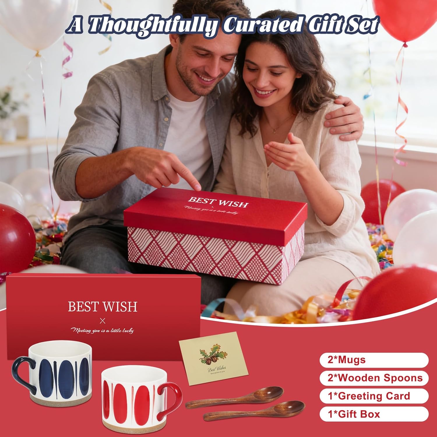 Large Ceramic Coffee Mugs Set, 15.2 oz Tea Cups with Handle for Latte, Cappuccino, Espresso, Mocha, Hot Tea, Dishwasher & Microwave Safe, for Families and Couples Gifts Set of 2, Red & Blue - Image 2