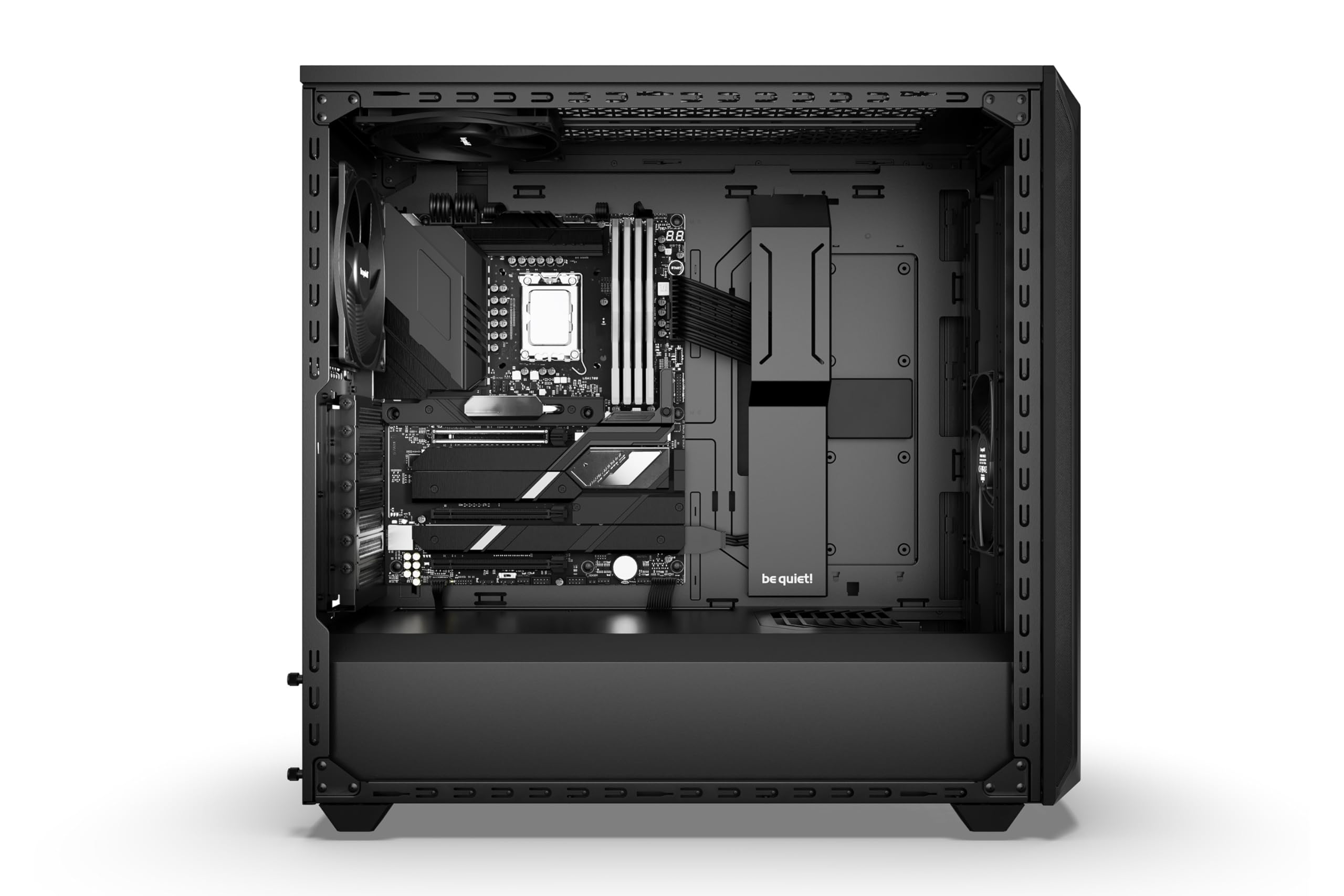 be quiet! Shadow Base 800 Obudowa PC, wentylatory Pure Wings 3 140 mm PWM, USB 3.2 Gen. 2 Type-C, maksymalny przepływ powietrza, konstrukcja Open Mesh, płyta główna E-ATX, radiatory 420 mm