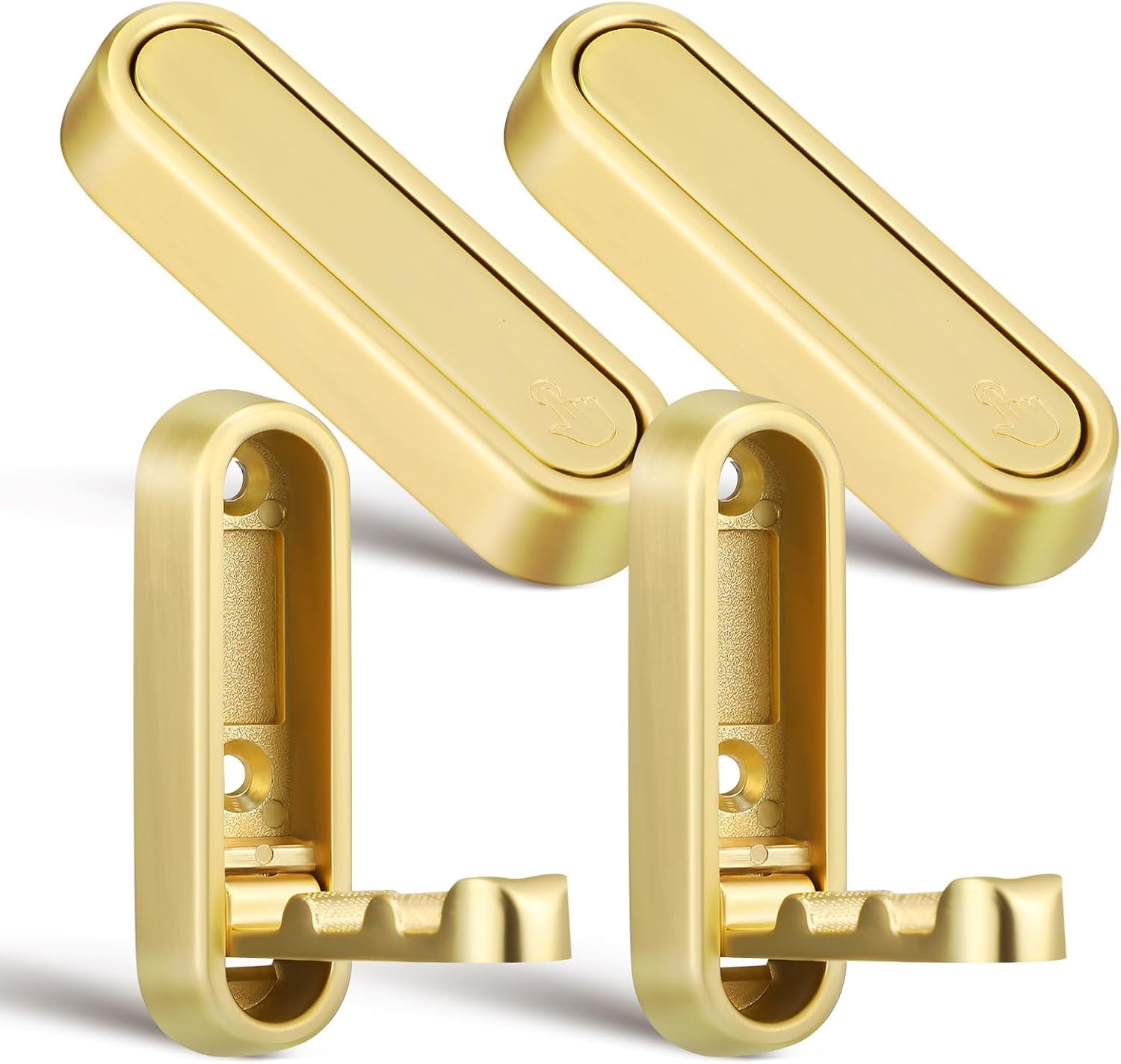 BESTonZON Foldable Wall Hooks 4 Pack Zinc Alloy Rectangular Hangers