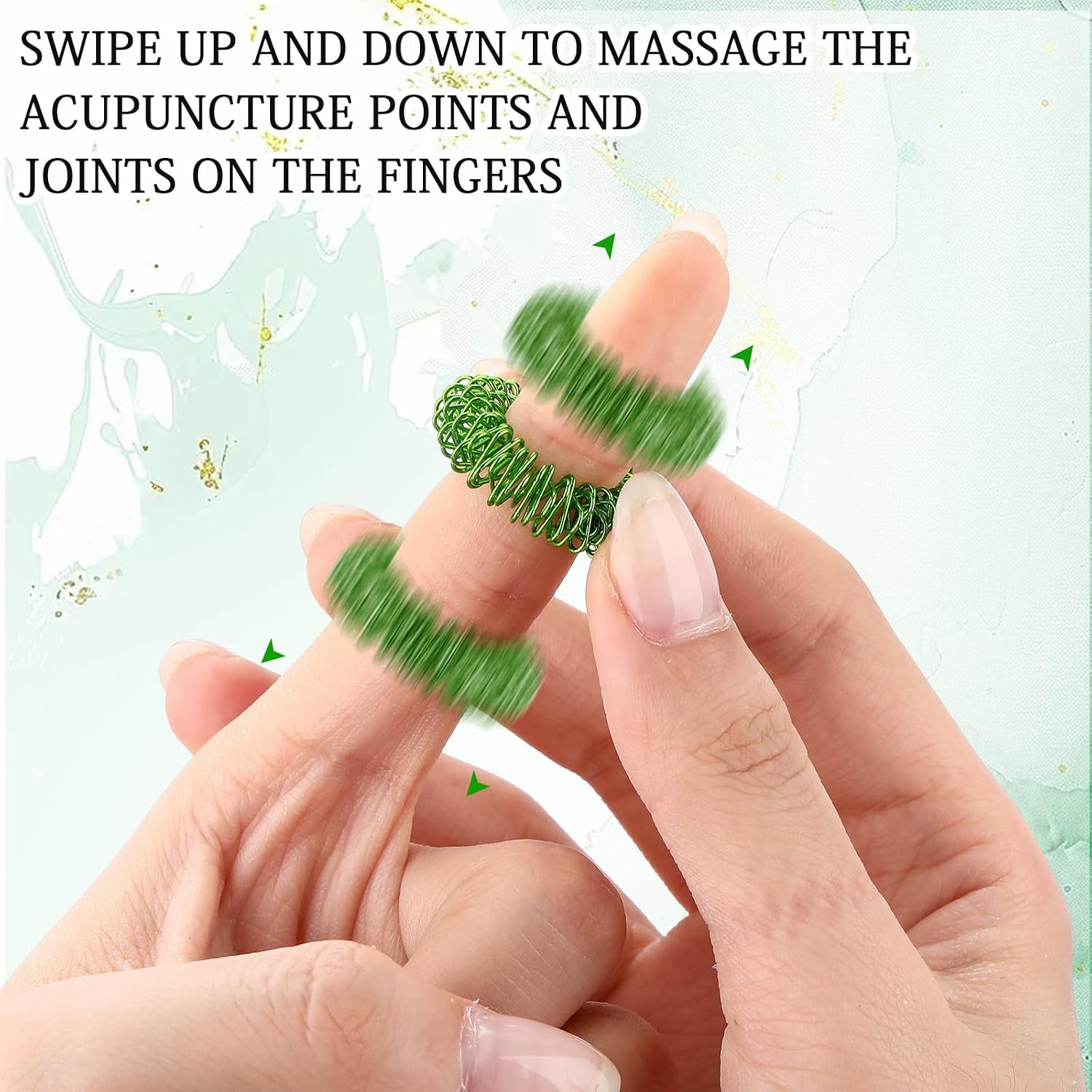 Tondiamo 100 Pack Spiky Sensory Acupressure Finger Rings,Grass Green image 4