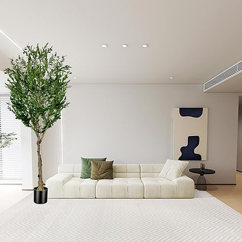 Miniatura 6 de Árbol de olivo artificial de 6 pies, olivo sintético para interiores con hojas de seda realistas, tronco, frutos, olivo falso en maceta para