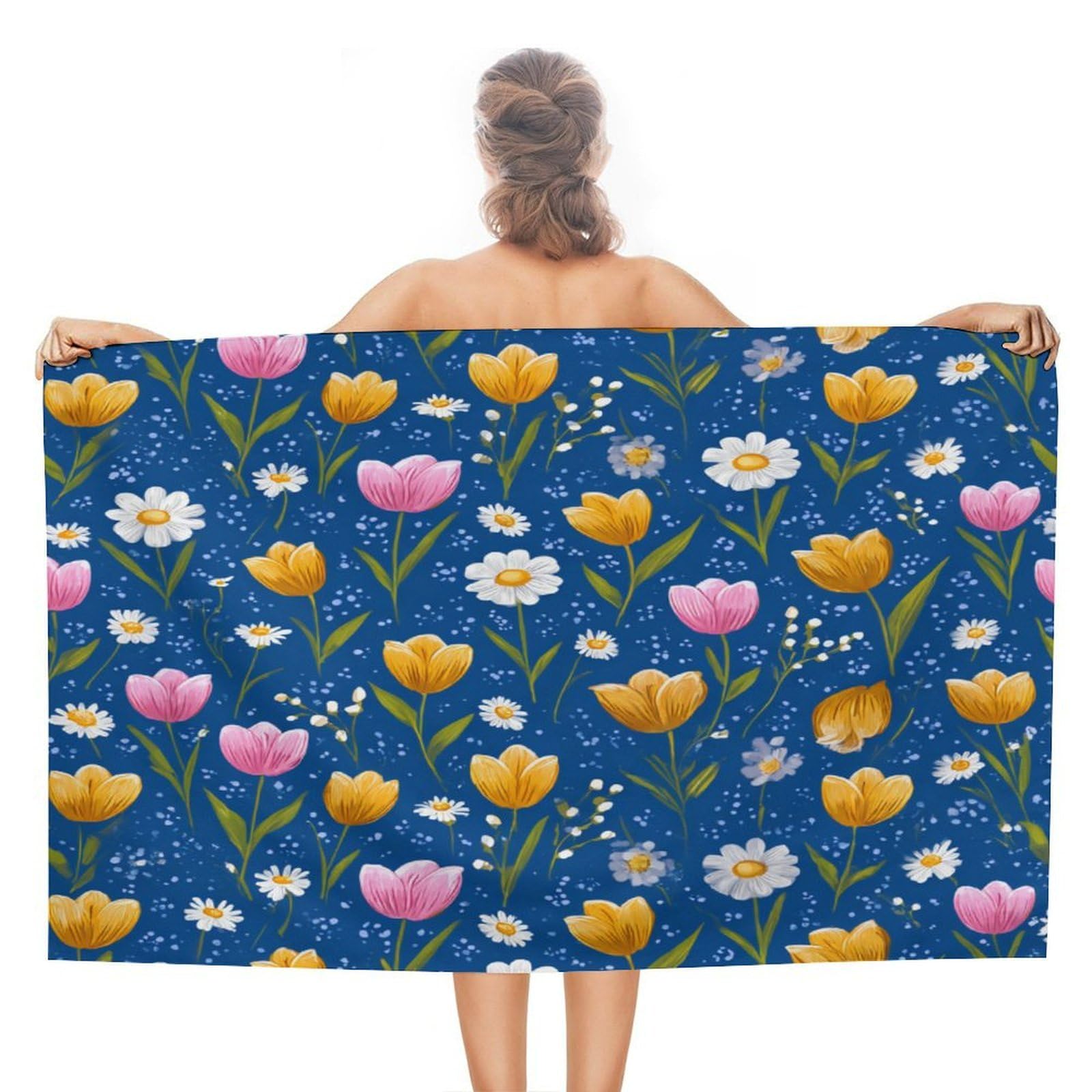 Toalla gimnasio y natación de microfibra 80x130cm con estampado botánico de flores