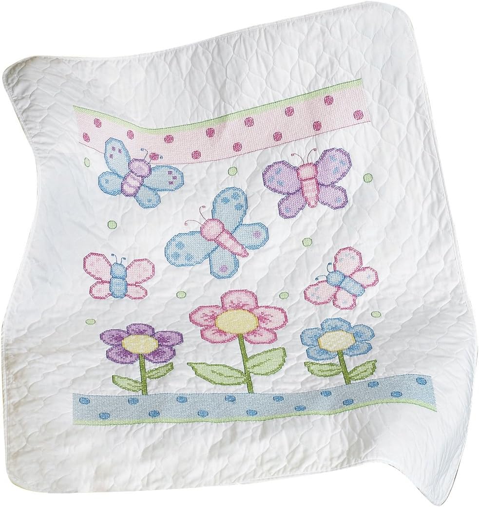 Amazon.com: Janlynn Butterfly Baby Quilt Stamped Cross Stitch Kit