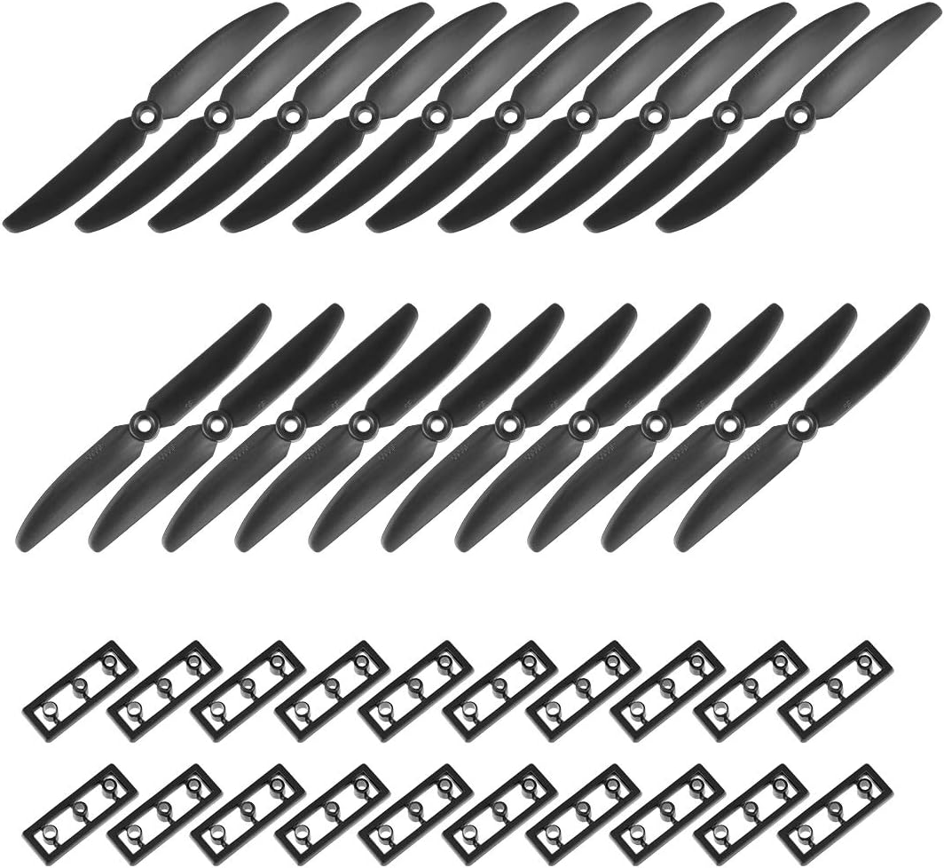 uxcell RC Propellers 5030 5x3 Inch 2-Vane Quadcopter for Airplane, Nylon Black 10 Pairs with Adapter Rings