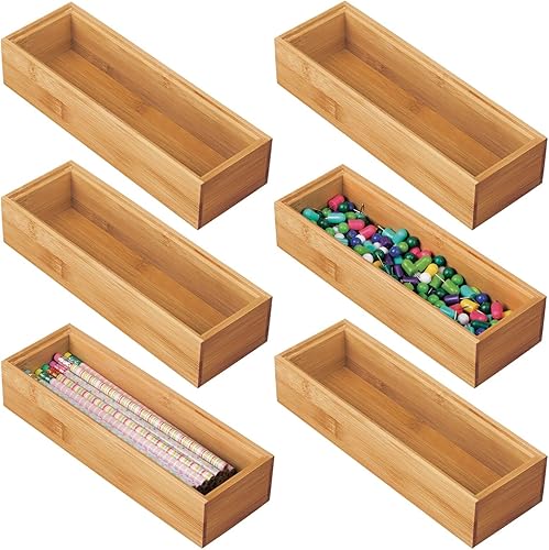 Bandeja organizadora de cajones de bambú mDesign