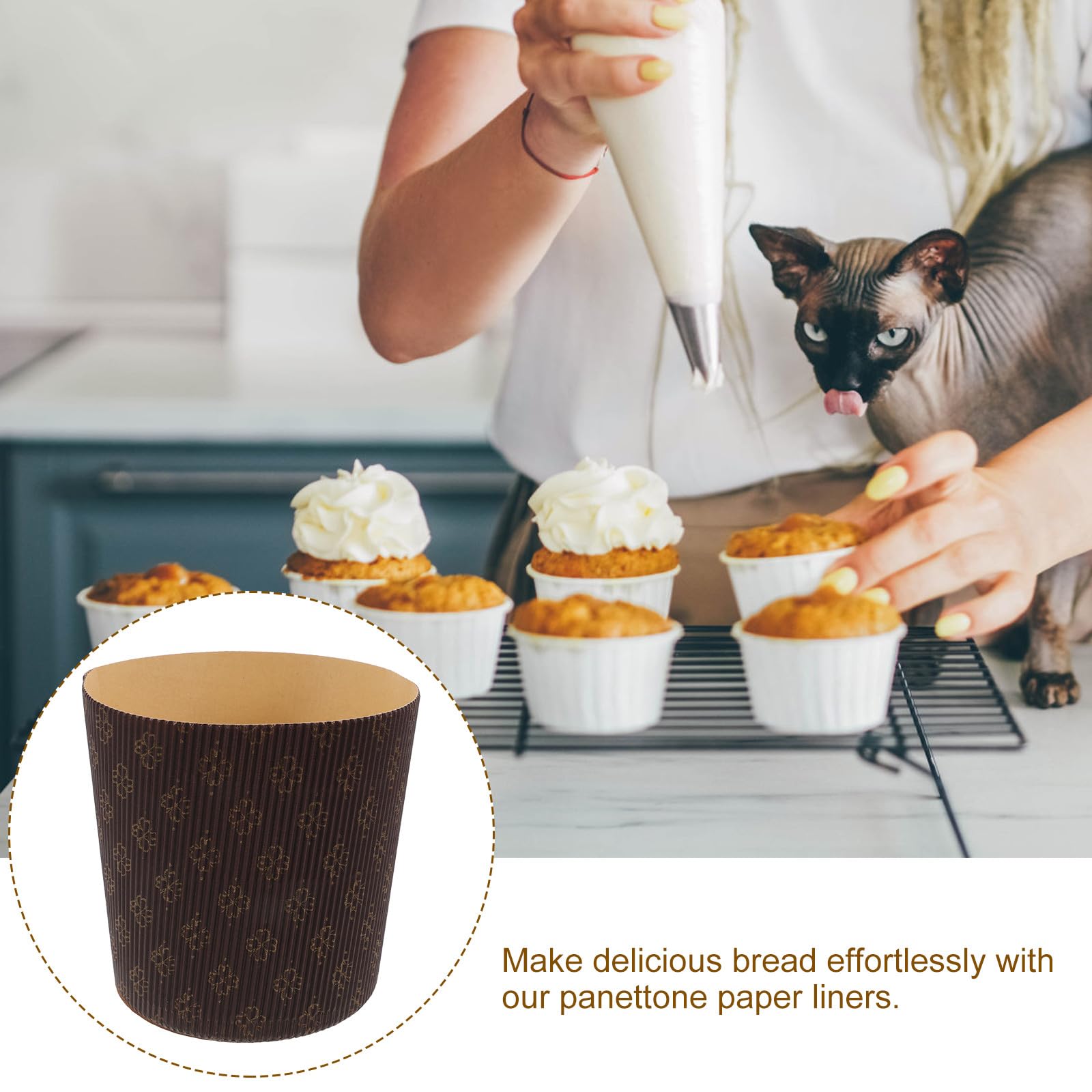 Prácticos y Fáciles de Usar de Papel Marrón para Hornear Panettone 25 Capacillos Diseño Elegante Ideales para Panaderías y Fiestas de Boda