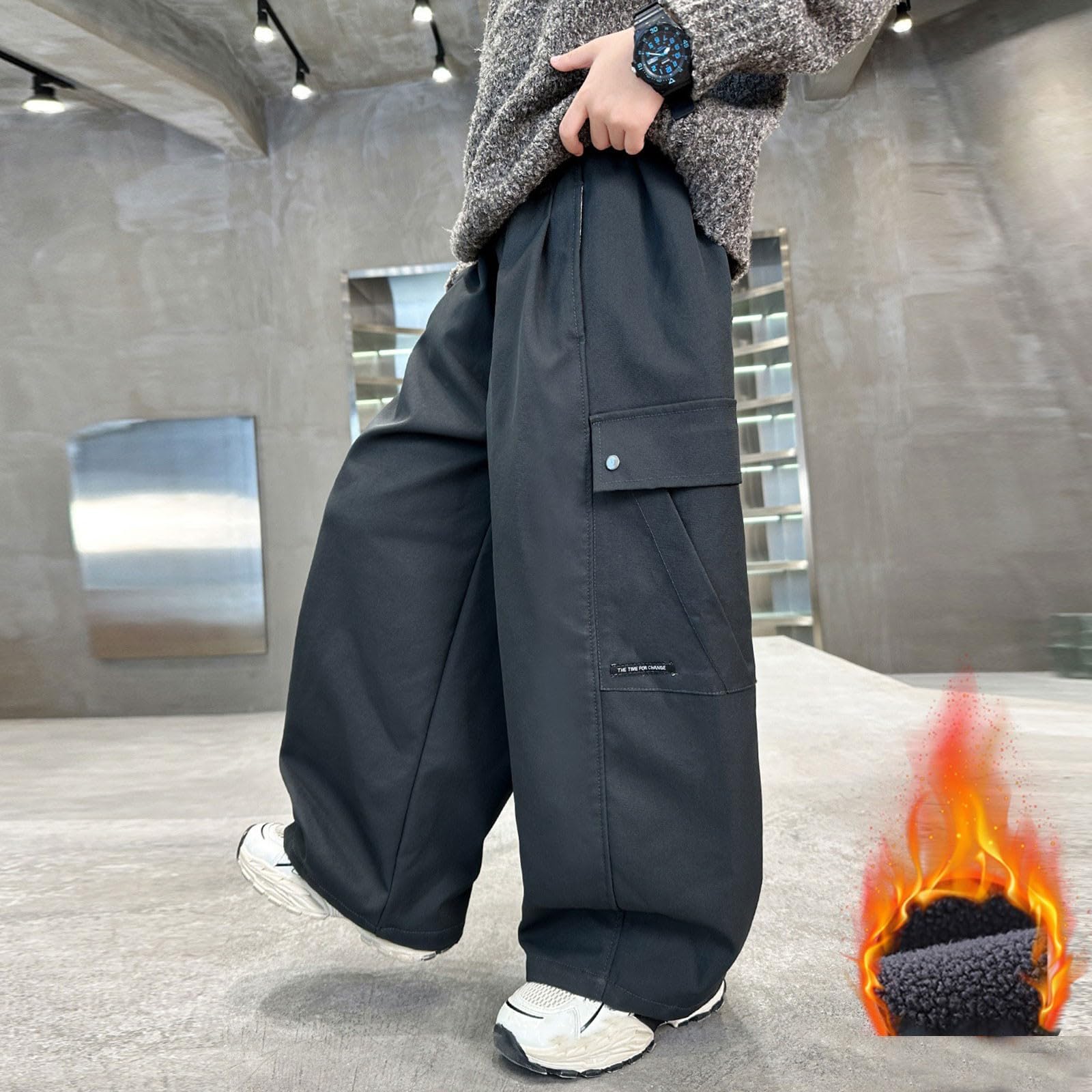 Hosen Für Jungen,Jungs Weites Bein Loose Fit Cargo Hose Jungen Reißverschluss Lässige Cargo Hosen Mit Taschen Teenager Jungen Reißverschluss Jagdbekleidung Outdoorhose