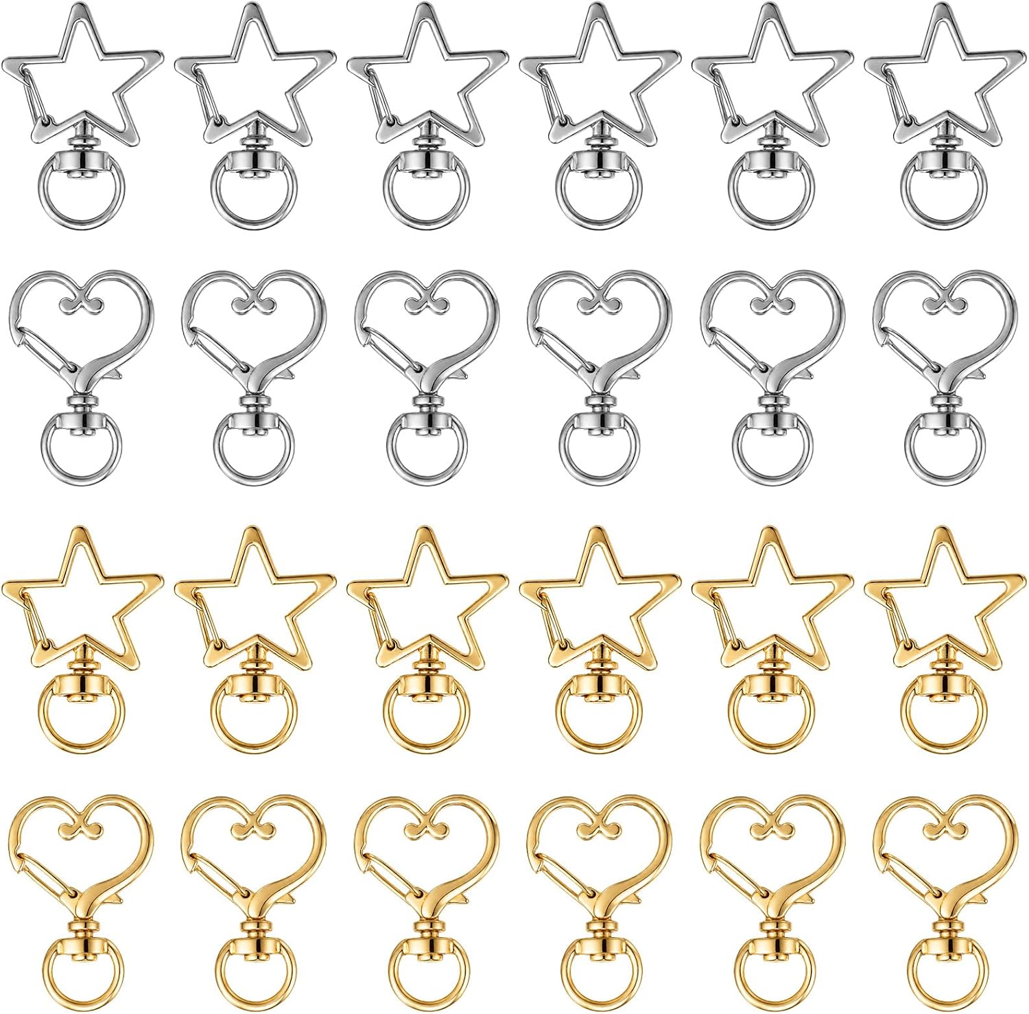 24 Pc Heart Shaped Carabiner Keychain Clip Heart Key Rings Small Carabiner
