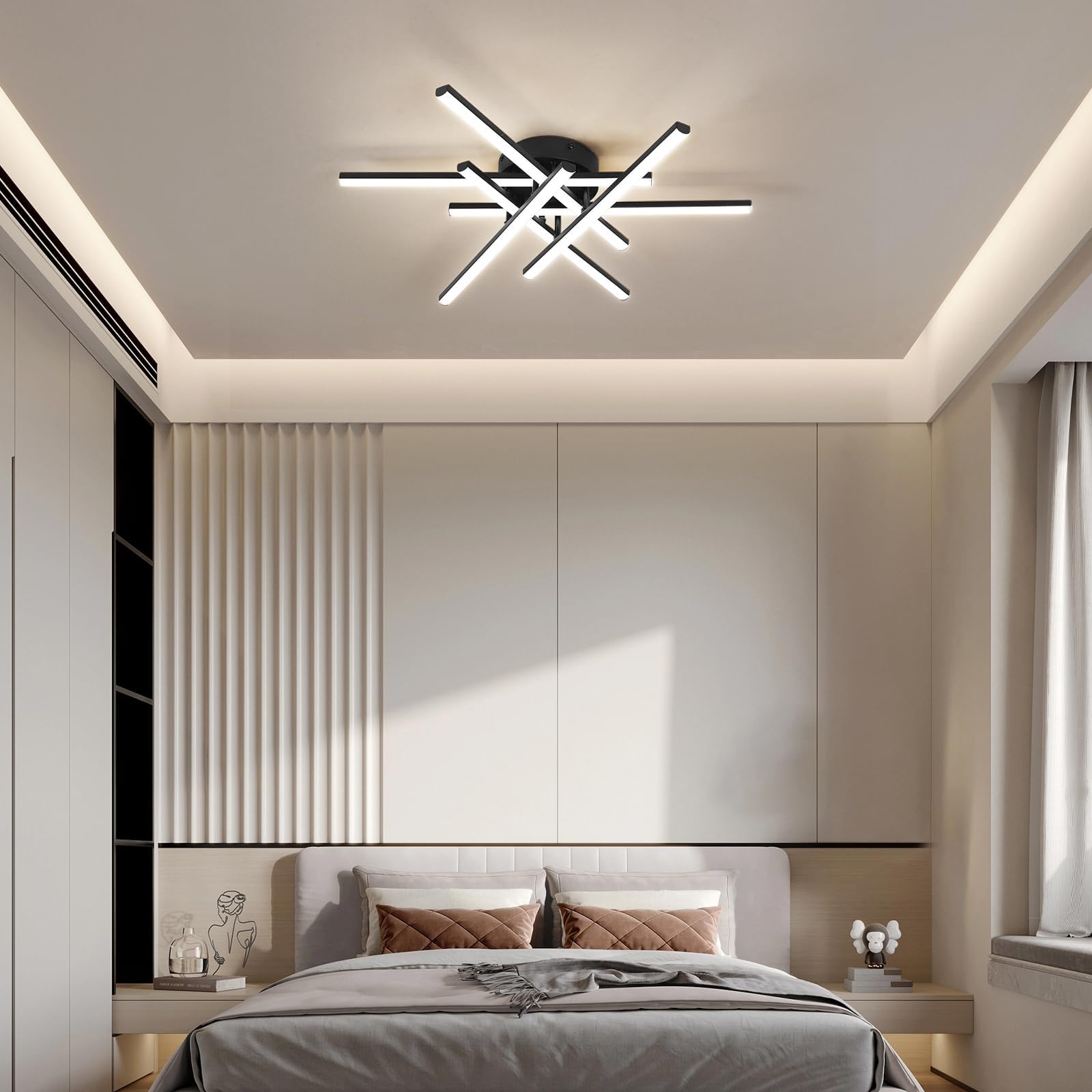 Vloitgol Modern Ceiling Light LED, 55cm Black LED Dimmable Ceiling Lights Fixtures with Remote Control - Image 4