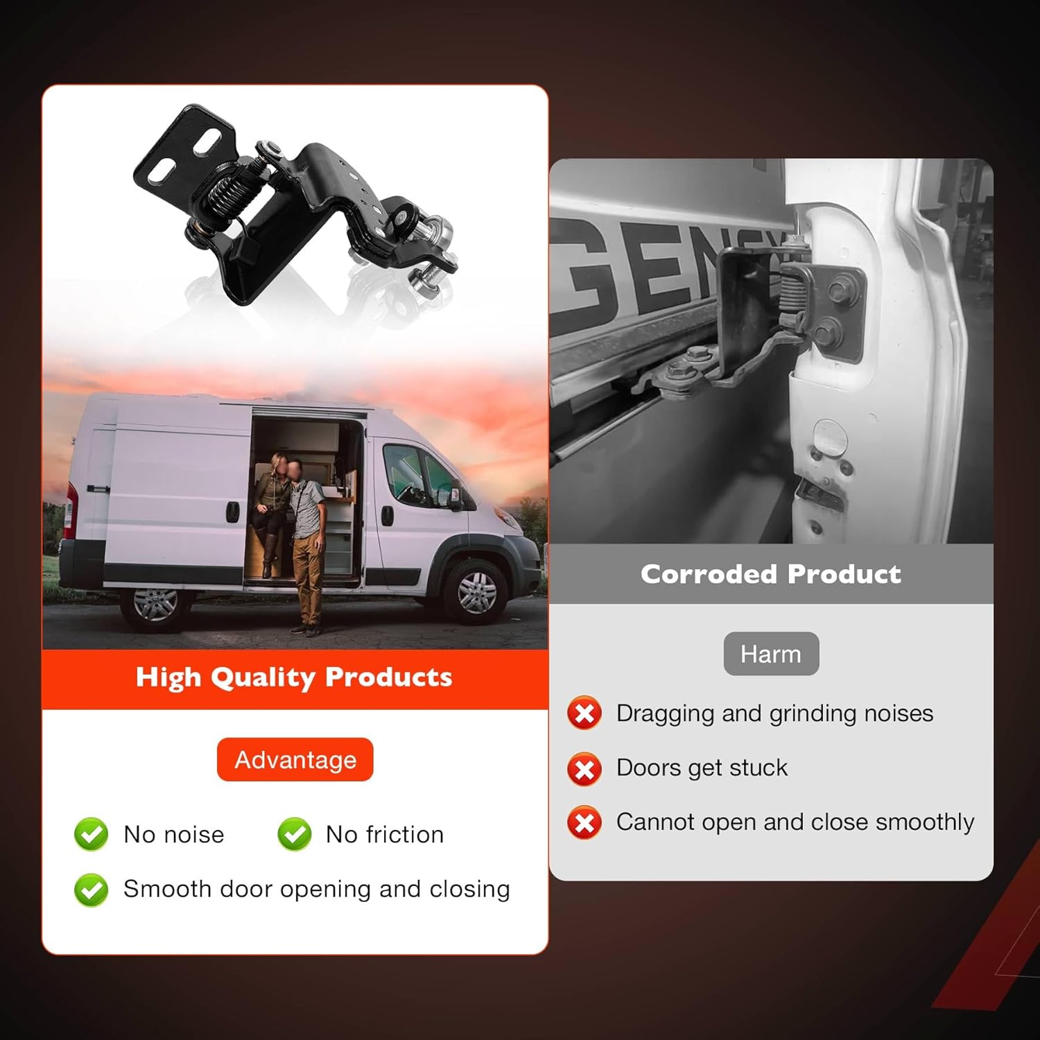 3PCS Right Side Sliding Door Hinge Roller Upper Middle Lower Assembly Set- Compatible with 2015-2019 Ford Transit-150/250/350/350 HD - Replacement KK3Z1525028AA KK3Z1525028E