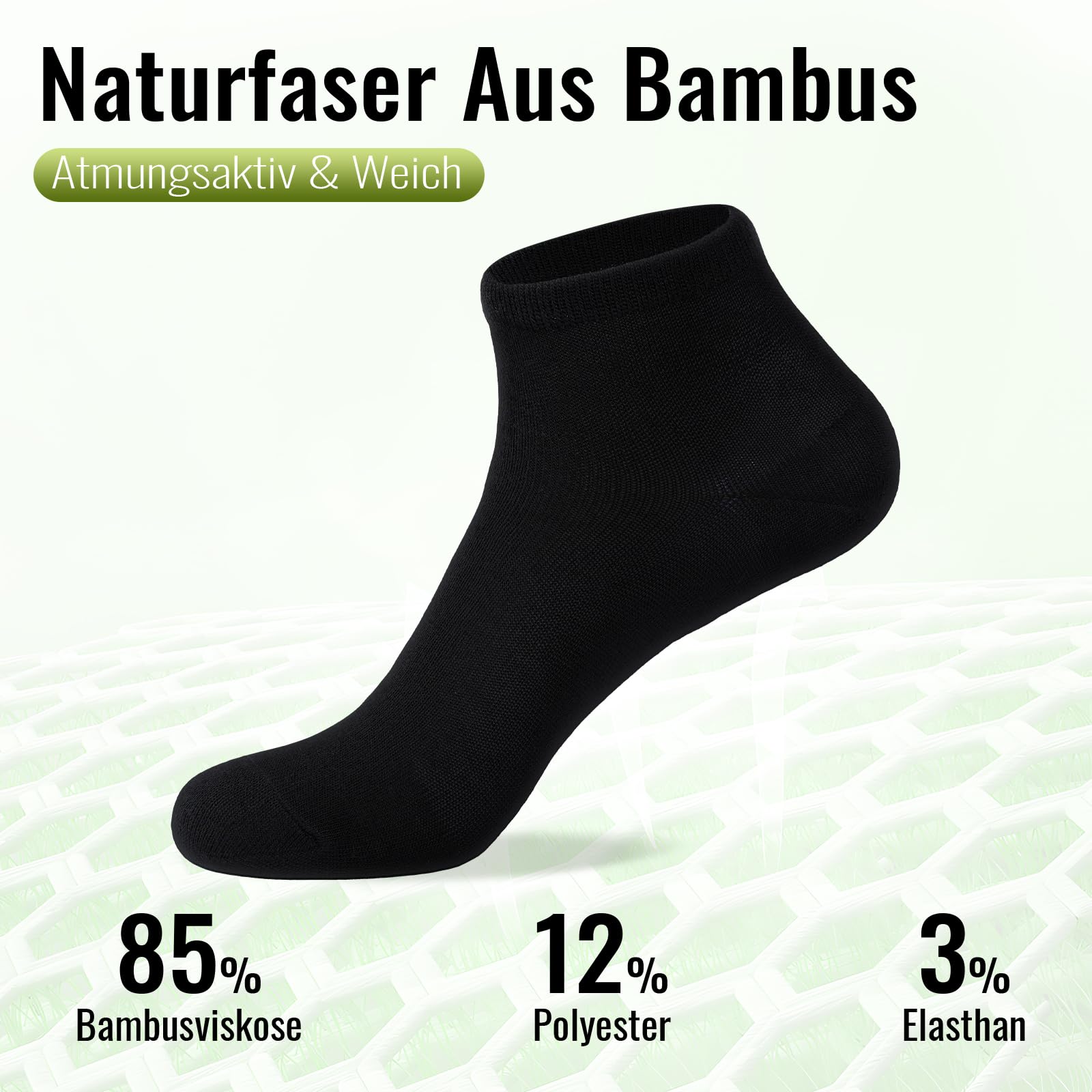 SukModen 12/24 Paia di Calzini da Sneaker per Uomo e Donna in Bambù, Anti-Odor Traspiranti Mezzi Calzini Morbidi, Calzini Corti per Uso Quotidiano, Tempo Libero, Shopping e Casa