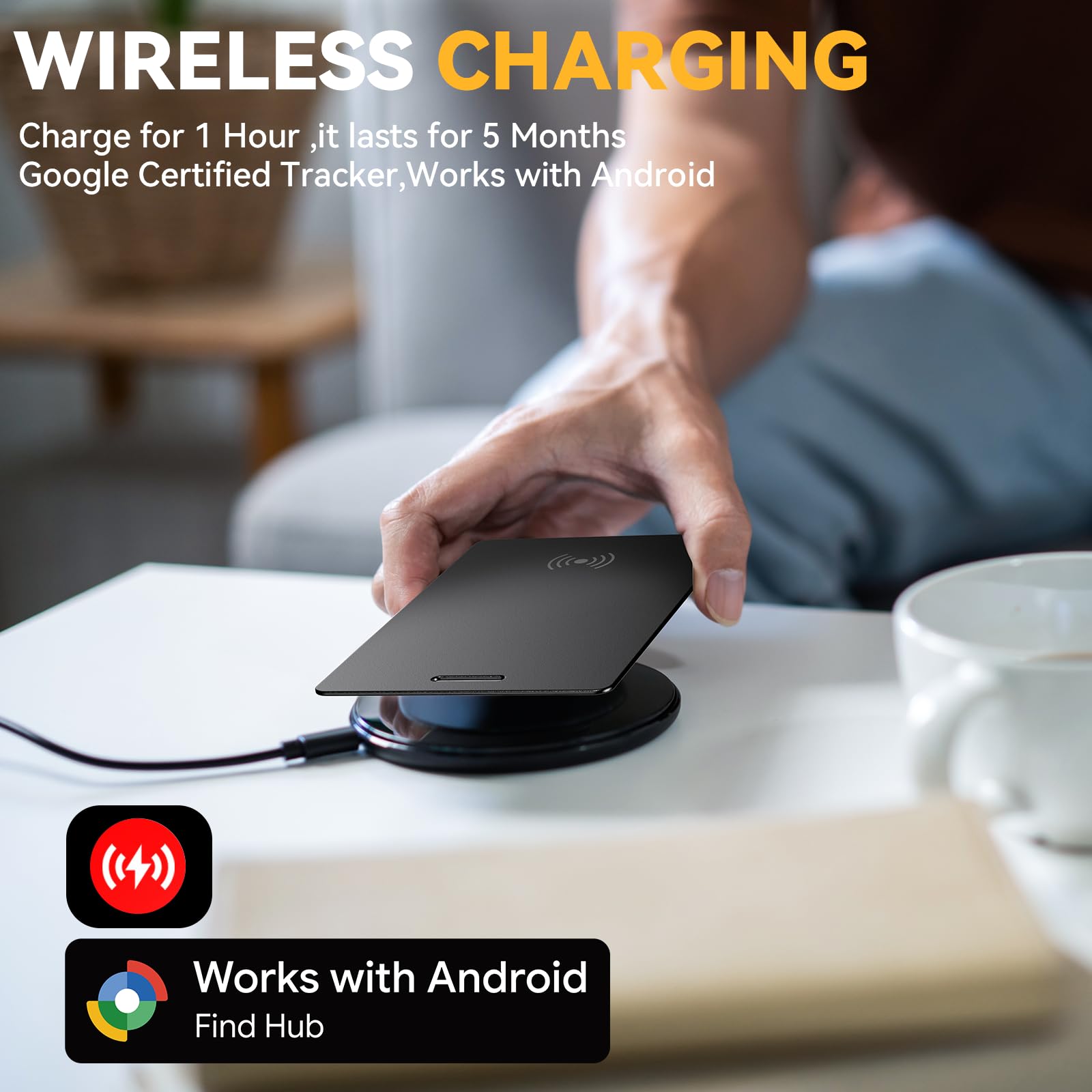 Trova portafoglio per Android, scheda di monitoraggio del portafoglio certificata Google, sottile 1,8 mm, wireless, ricaricabile, Bluetooth, localizzatore di oggetti, impermeabile IP68, per app Google