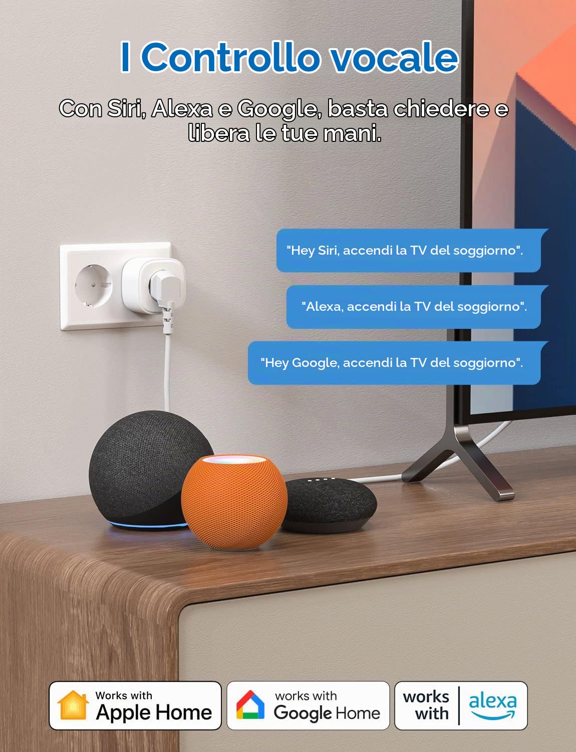 Meross Presa Smart Compatibile con Apple HomeKit, 16A(Type F), 4 Pezzi | Presa Intelligente WiFi con Alexa, Google Assistant e SmartThings, Smart Shucko Plug, Nessun Hub Richiesto, 3840W, 2,4GHz