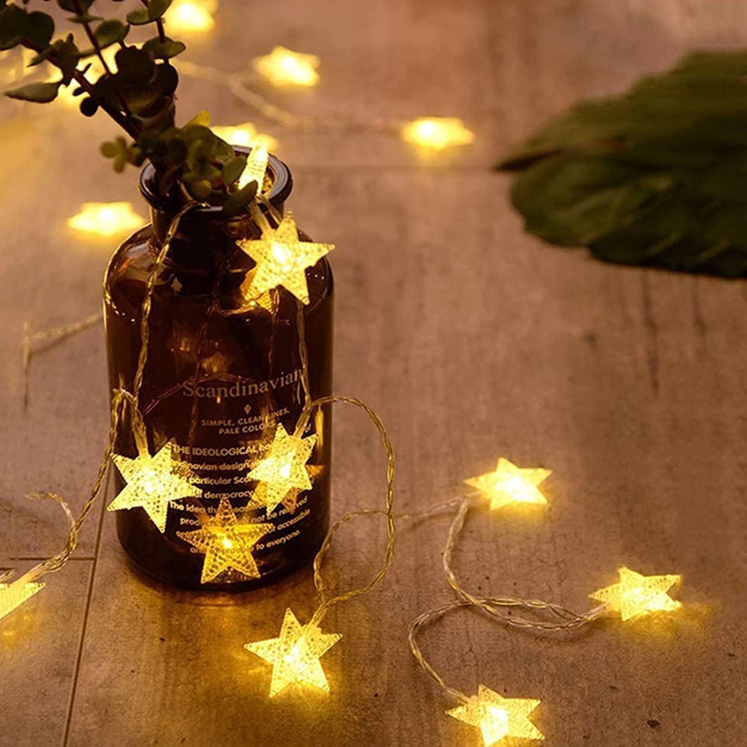 LED Twinkle Star String Lights Fairy Christmas Lights Battery Operated for Indoor & Outdoor, Party, Wedding and Holiday Decorations Warm White (10 Feet (3 M))