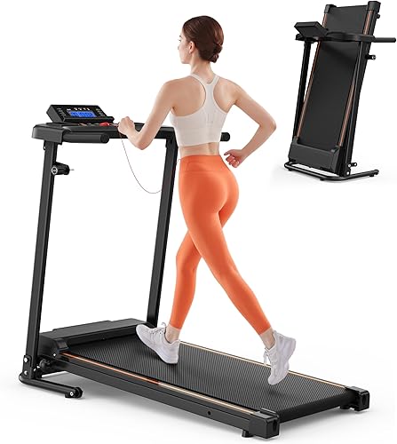 Miniatura 12 de Folding Treadmill for Home, Brushless Quiet Motor with LED Display, Foldable Treadmill for Running and Walking, Space Saving, US Plug Negro y