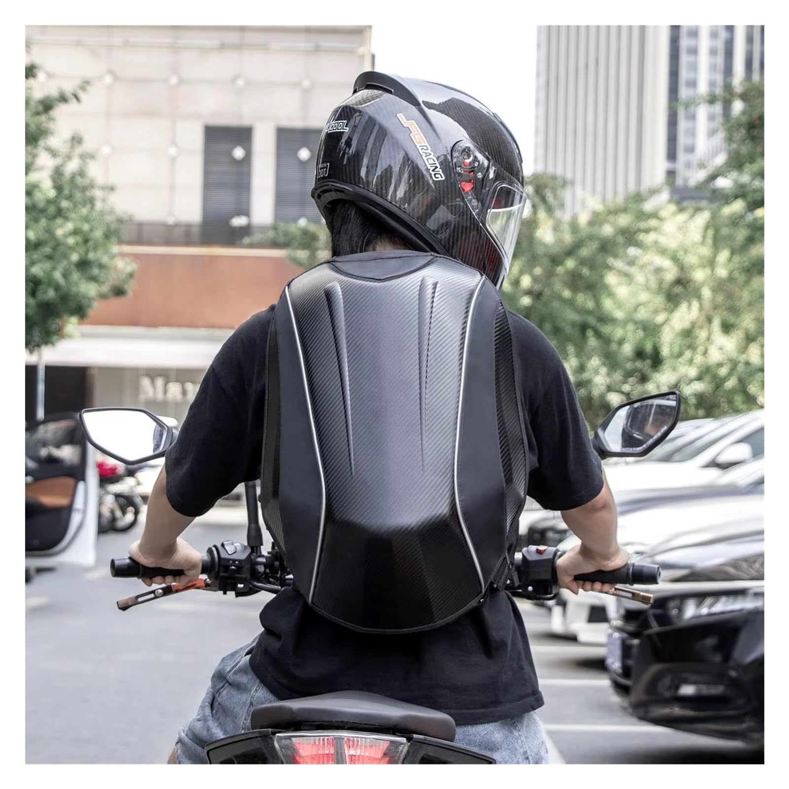 Motorradtasche Motorrad-Rucksack Klassische Retro-Moto-Taschen Match Racing, Wasserdicht, Kohlefaser, Motorradtasche REIT-Motocross-Gepäcktaschen Motorrad Hecktasche