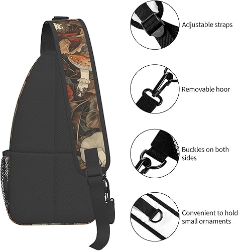 Miniatura 5 de Mochila cruzada con hongo botánico, bolsa cruzada casual, bolsas de pecho para viajes, senderismo, mochila de hombro para mujeres y hombres