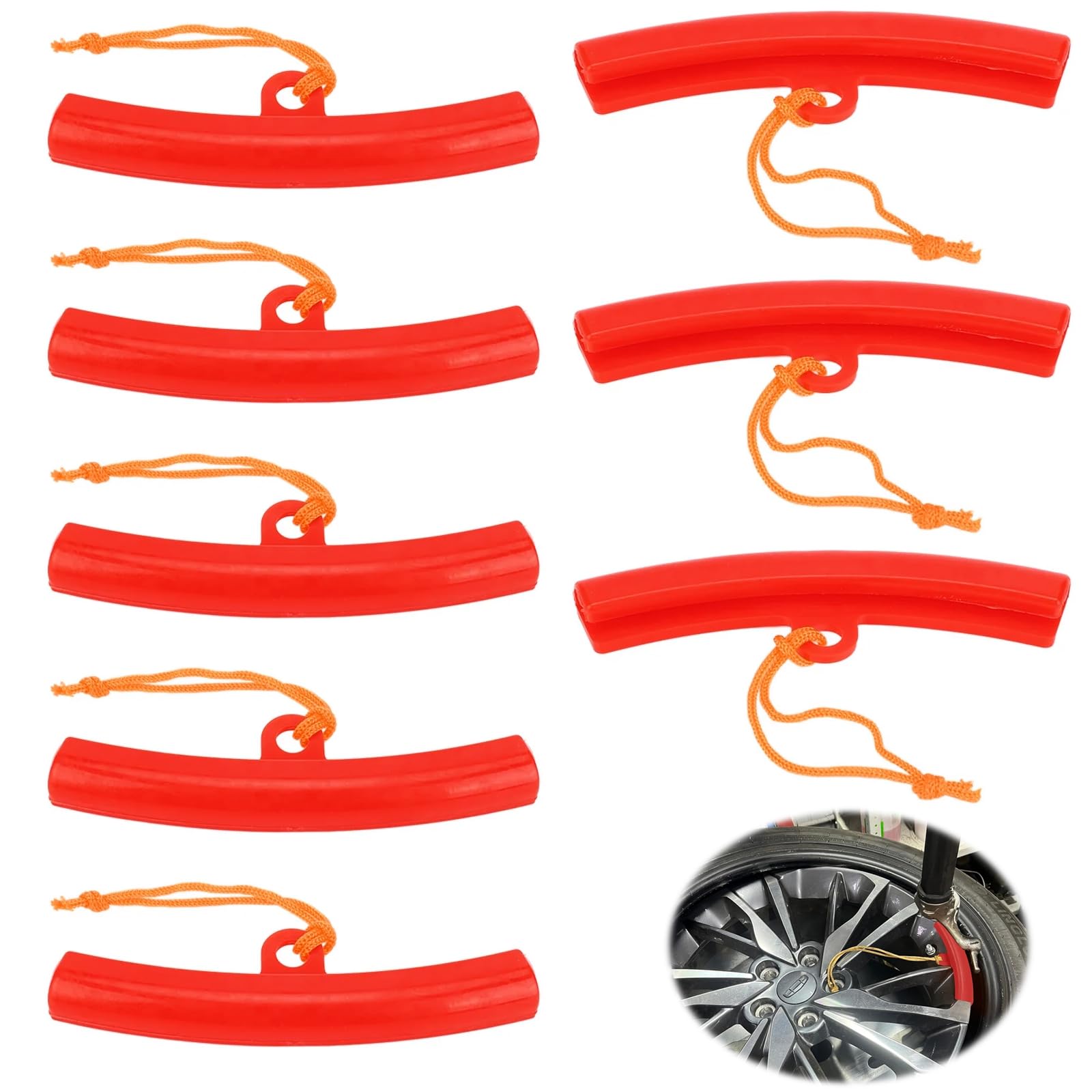 Smontagomme moto 8 pezzi utensili protezione cerchioni rosso accessori cambio pneumatici universali compatibili motociclette bici auto PU durevole facile installazione
