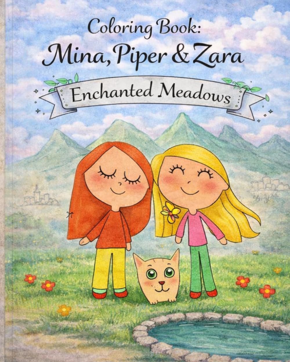 Coloring Book: Mina, Piper and Zara - Enchanted Meadows: A Whimsical Coloring Journey Through Magical Landscapes
