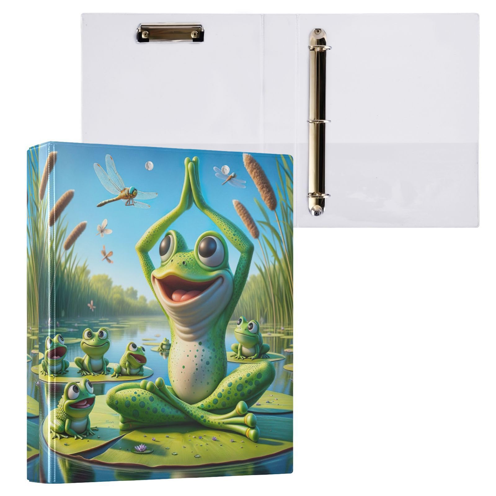 Funny Frogs - Raccoglitore a 3 anelli, 3,8 cm, con portablocco, grande, 3 raccoglitori per scuola, università, ufficio (confezione da 2)